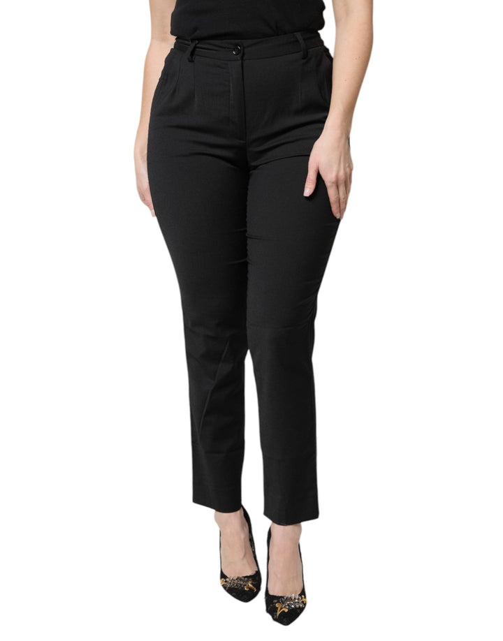 Dolce & Gabbana Black Polyester High Waist Slim Pants - RIMODA
