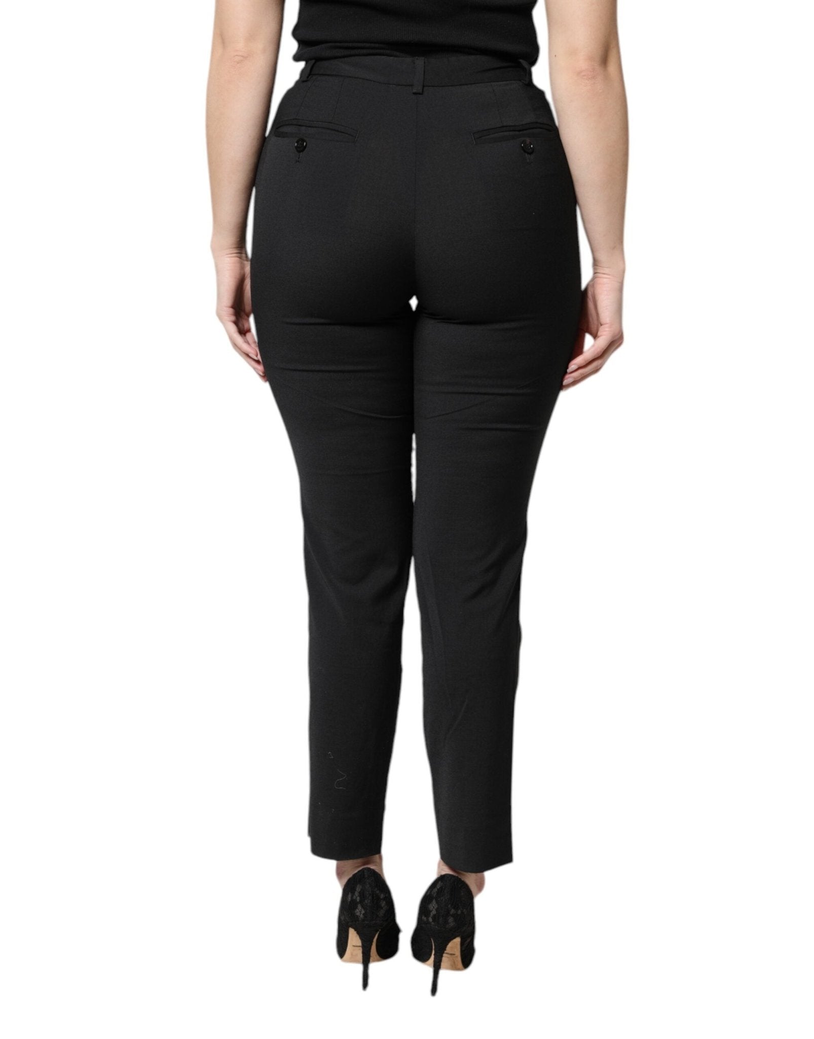 Dolce & Gabbana Black Polyester High Waist Slim Pants - RIMODA