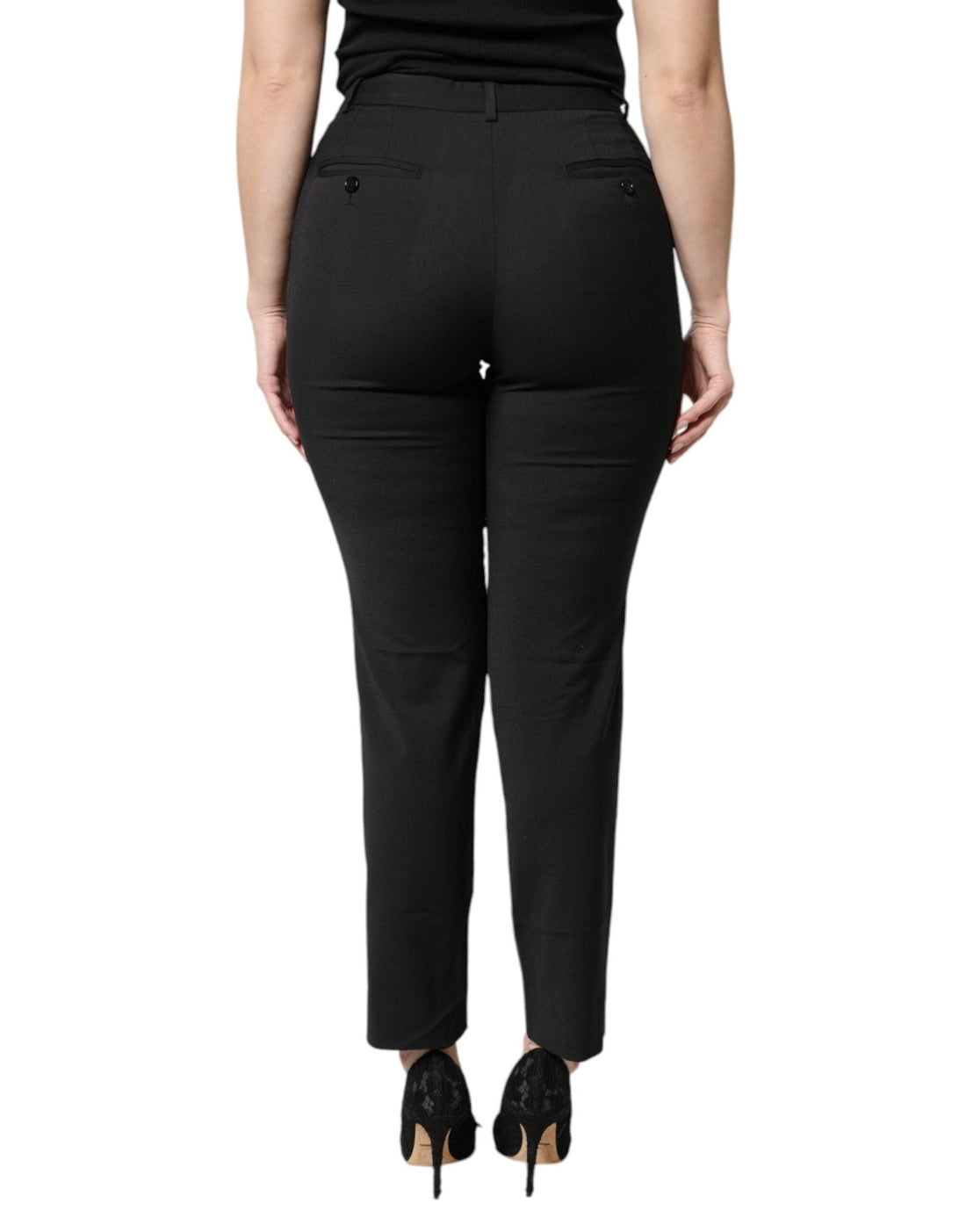 Dolce & Gabbana Black Polyester High Waist Slim Pants - RIMODA