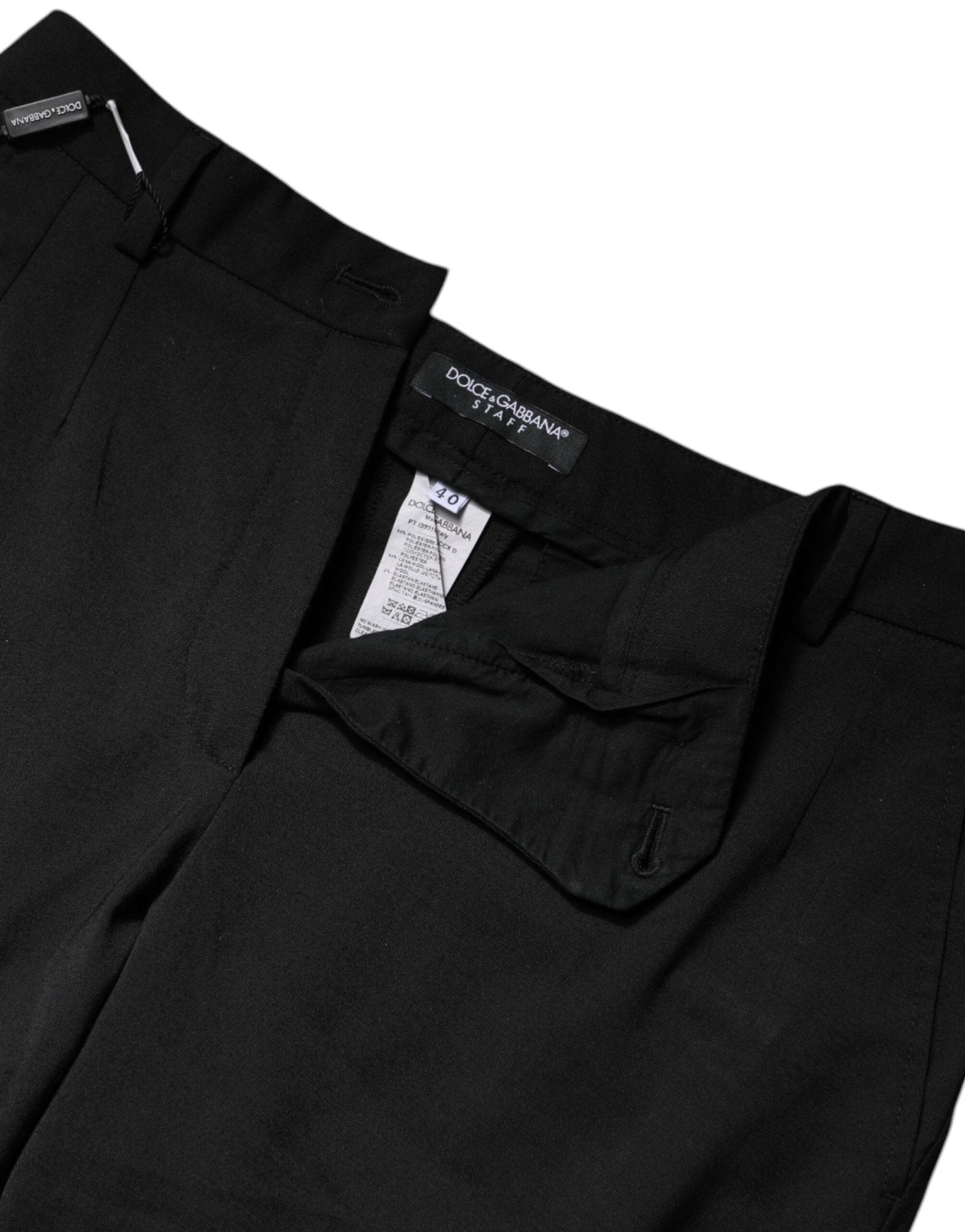 Dolce & Gabbana Black Polyester High Waist Slim Pants - RIMODA