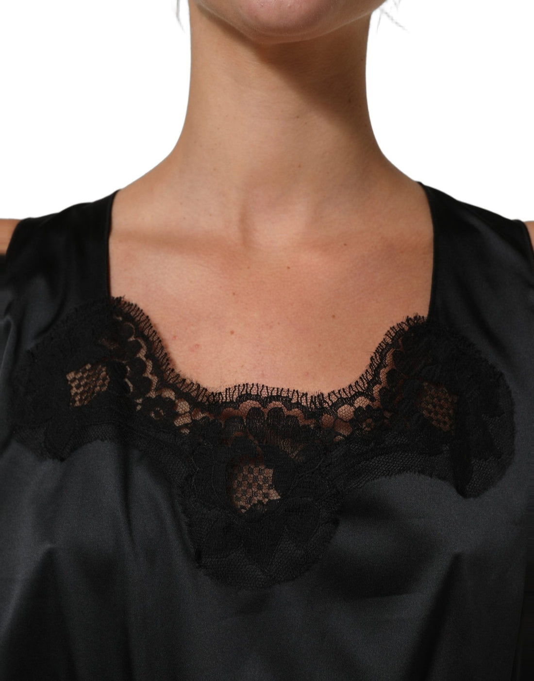 Dolce & Gabbana Black Polyester LaceTrim Sheath Midi Dress - RIMODA