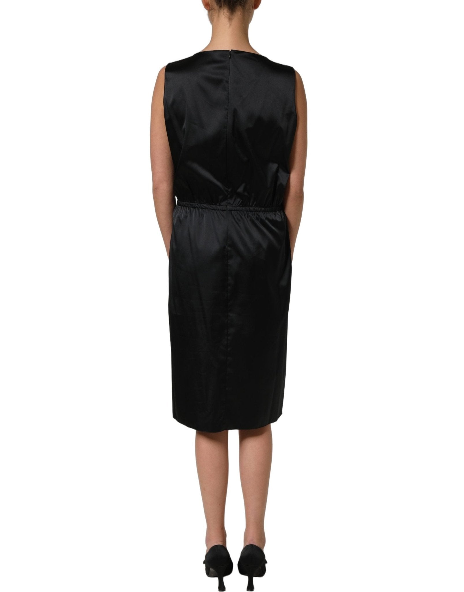 Dolce & Gabbana Black Polyester LaceTrim Sheath Midi Dress - RIMODA