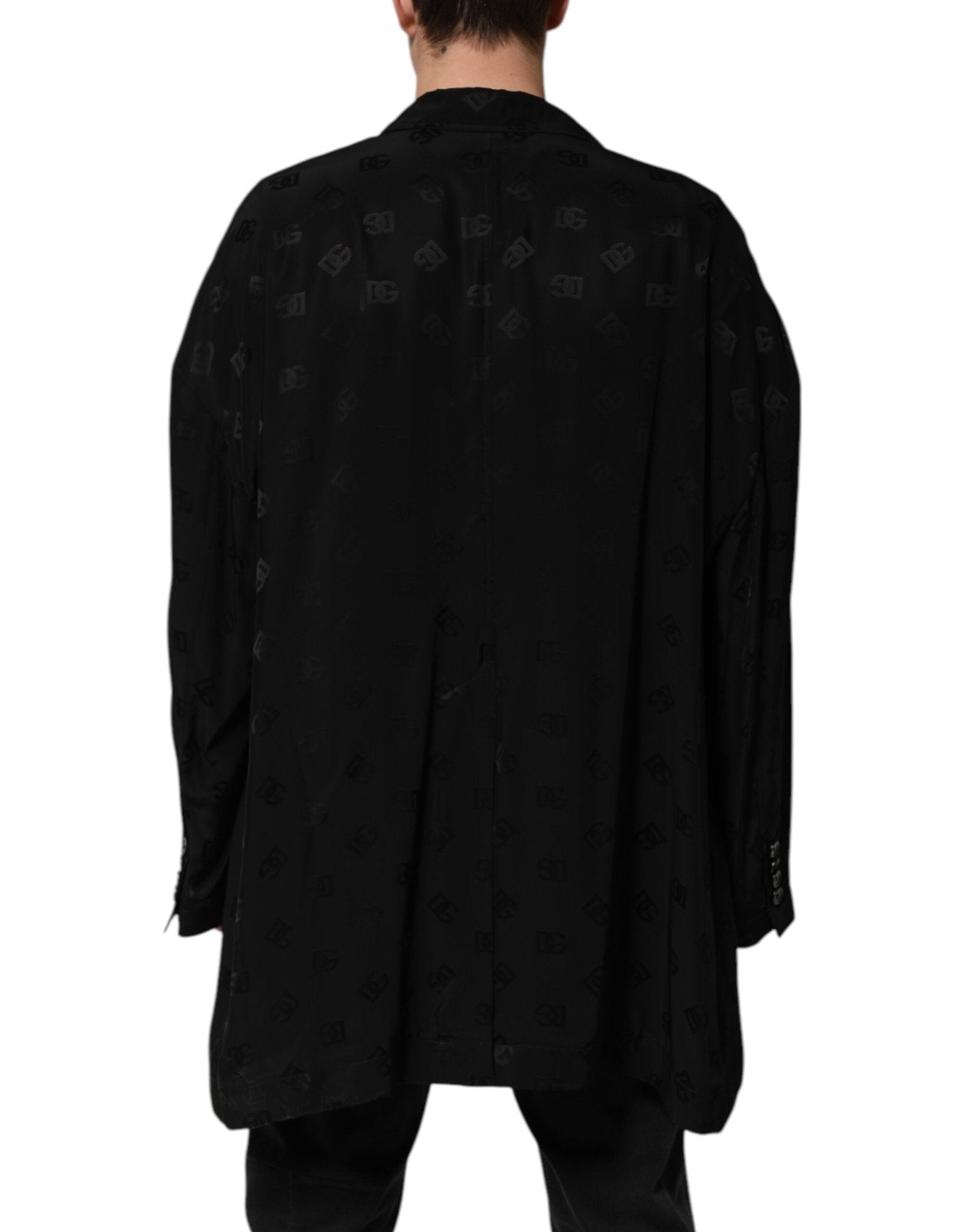Dolce & Gabbana Black Polyester Logo Monogram Coat Jacket - RIMODA