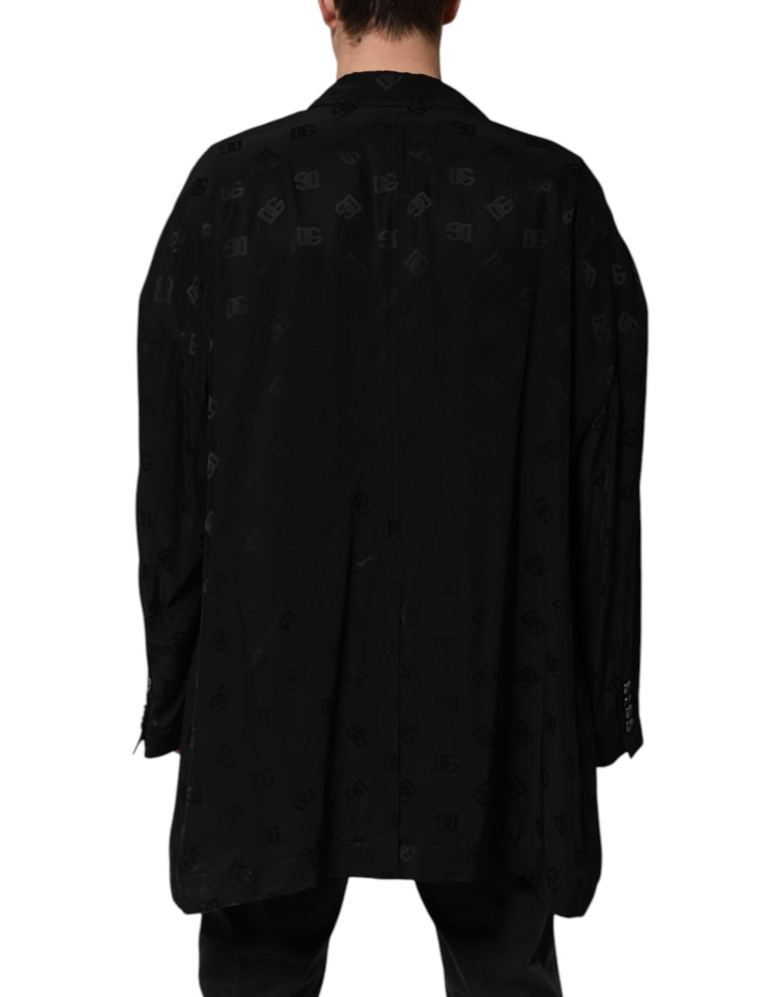 Dolce & Gabbana Black Polyester Logo Monogram Coat Jacket - RIMODA