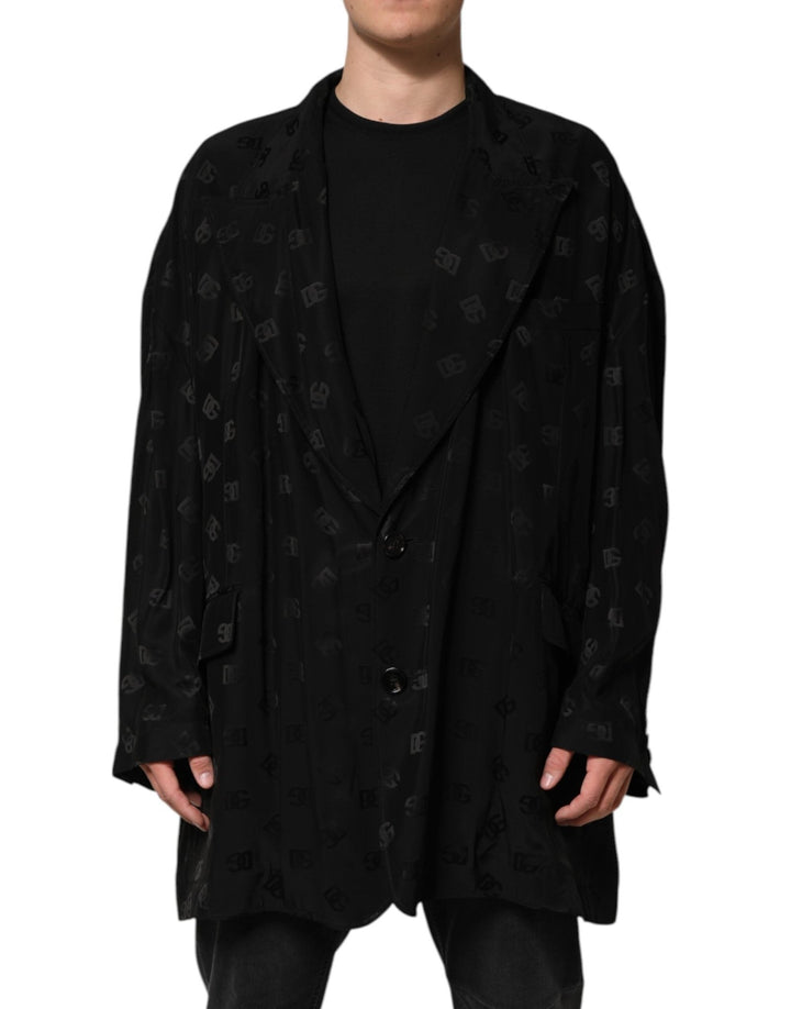 Dolce & Gabbana Black Polyester Logo Monogram Coat Jacket - RIMODA