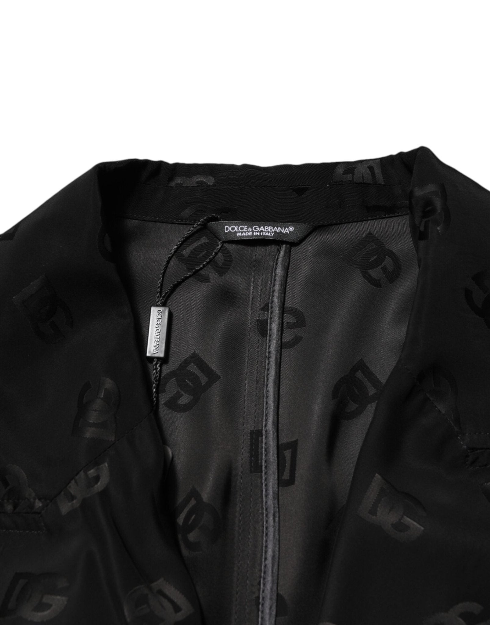 Dolce & Gabbana Black Polyester Logo Monogram Coat Jacket - RIMODA