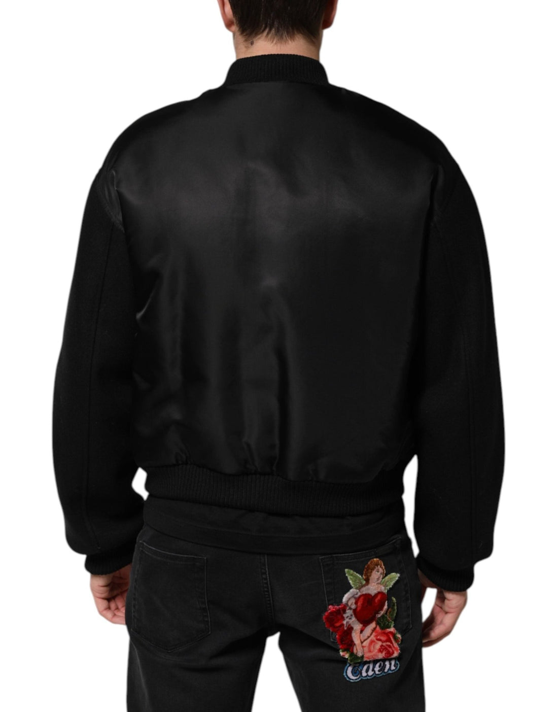 Dolce & Gabbana Black Polyester Logo Plaque Bomber Jacket - RIMODA
