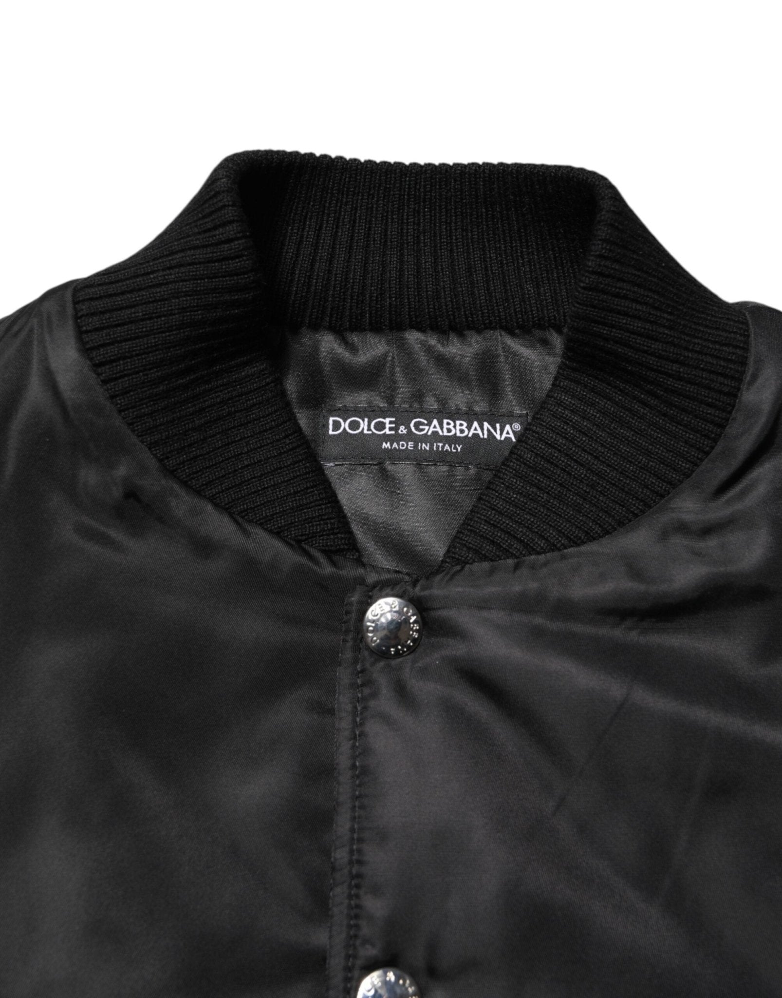 Dolce & Gabbana Black Polyester Logo Plaque Bomber Jacket - RIMODA