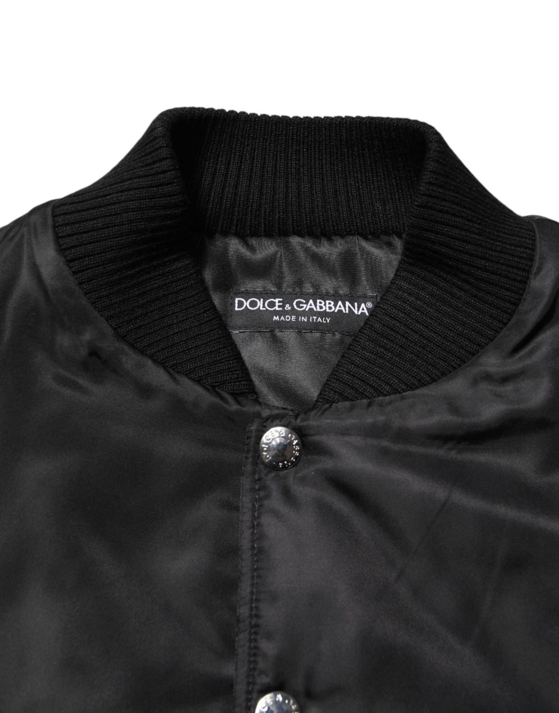 Dolce & Gabbana Black Polyester Logo Plaque Bomber Jacket - RIMODA