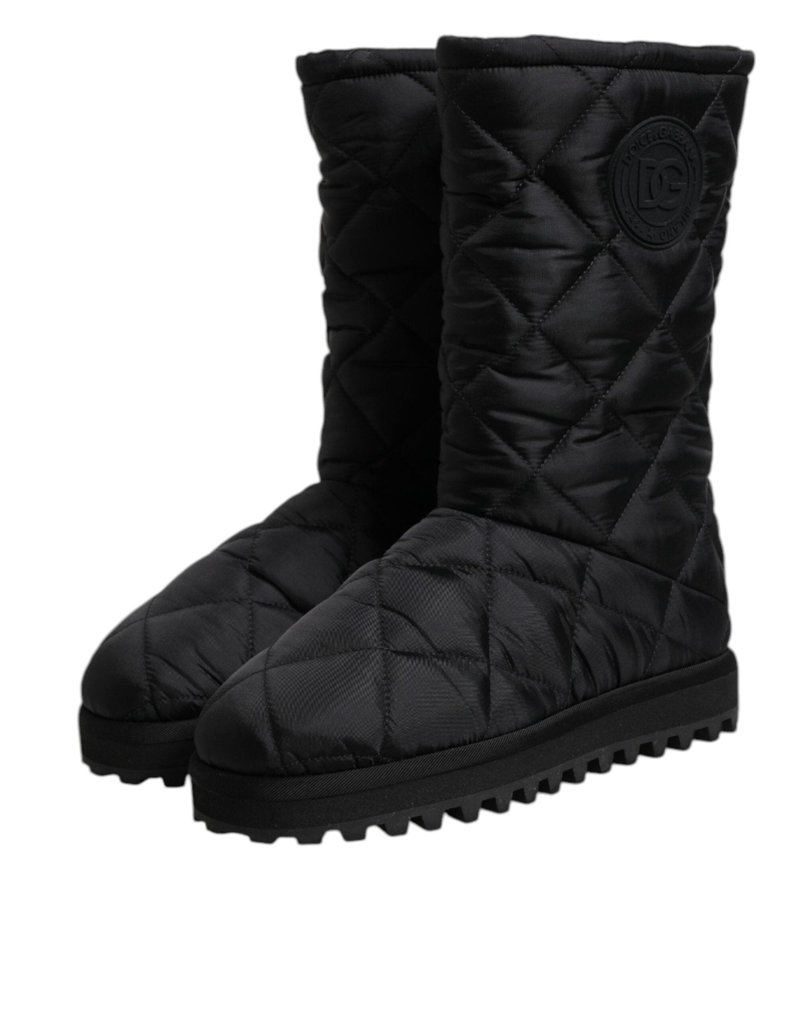 Dolce & Gabbana Black Polyester Padded Mid Calf Boots Winter Shoes - RIMODA