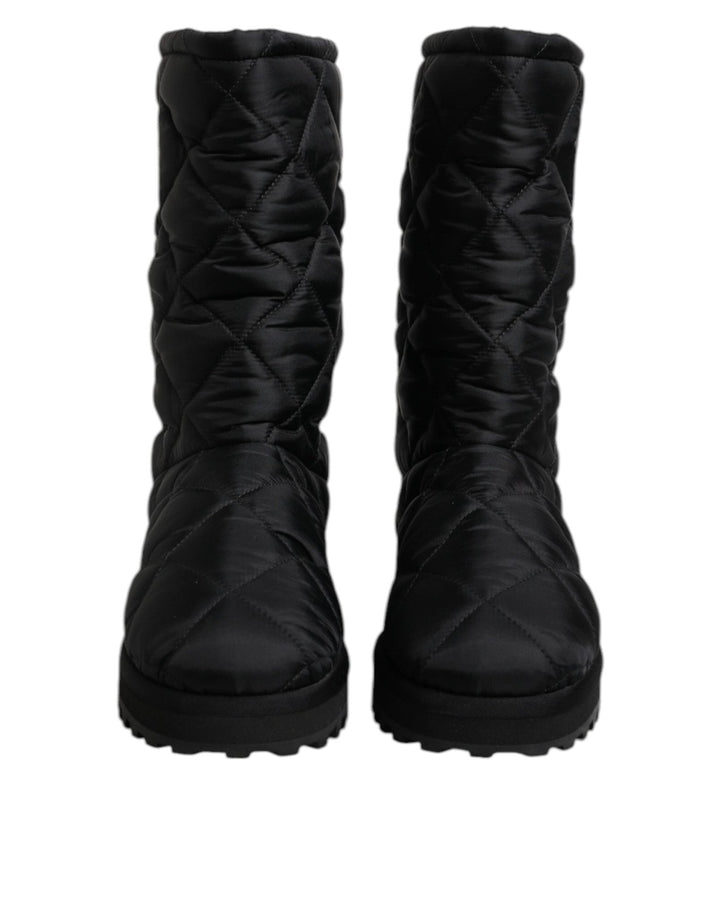 Dolce & Gabbana Black Polyester Padded Mid Calf Boots Winter Shoes - RIMODA