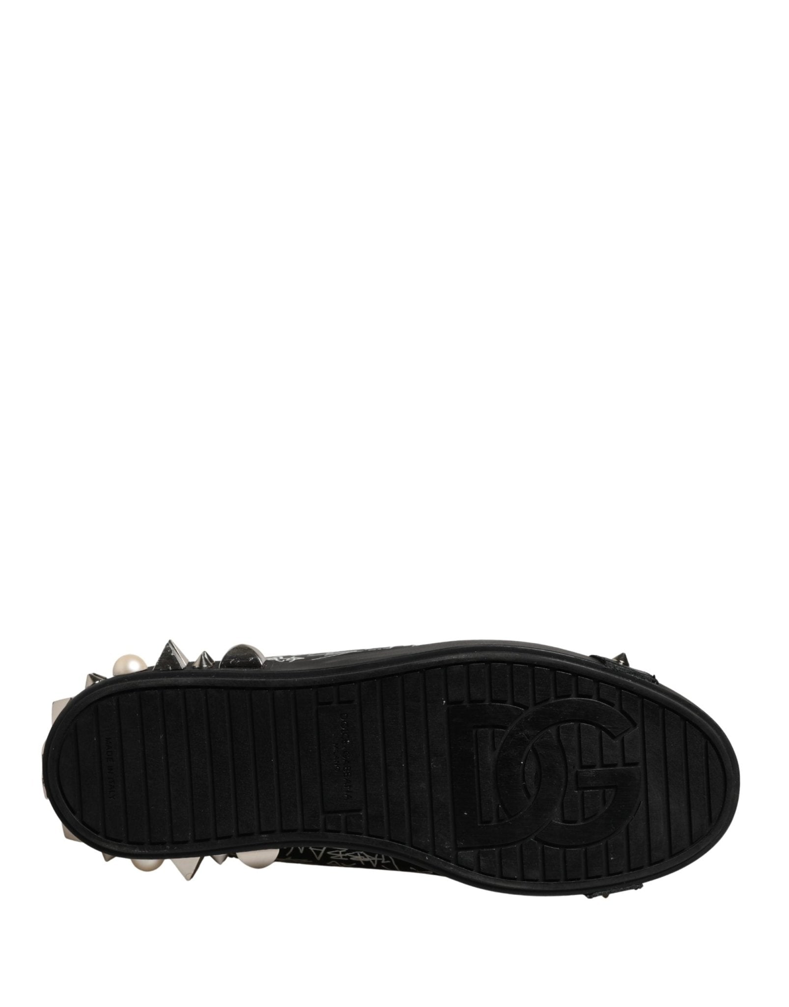Dolce & Gabbana Black Portofino Graffiti Stud Sneakers Shoes - RIMODA