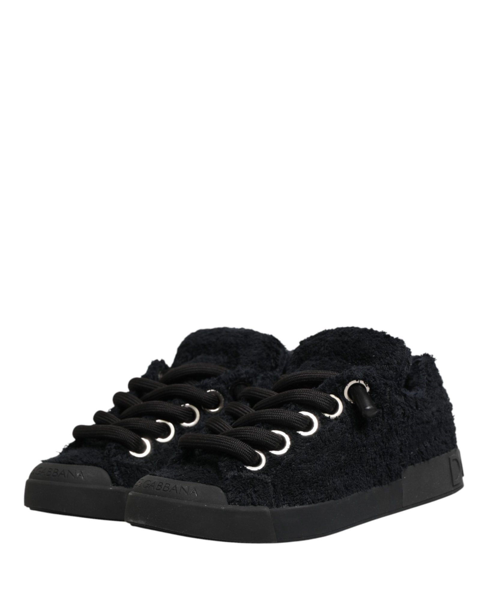 Dolce & Gabbana Black Portofino Lace-Up Sneakers Shoes - RIMODA