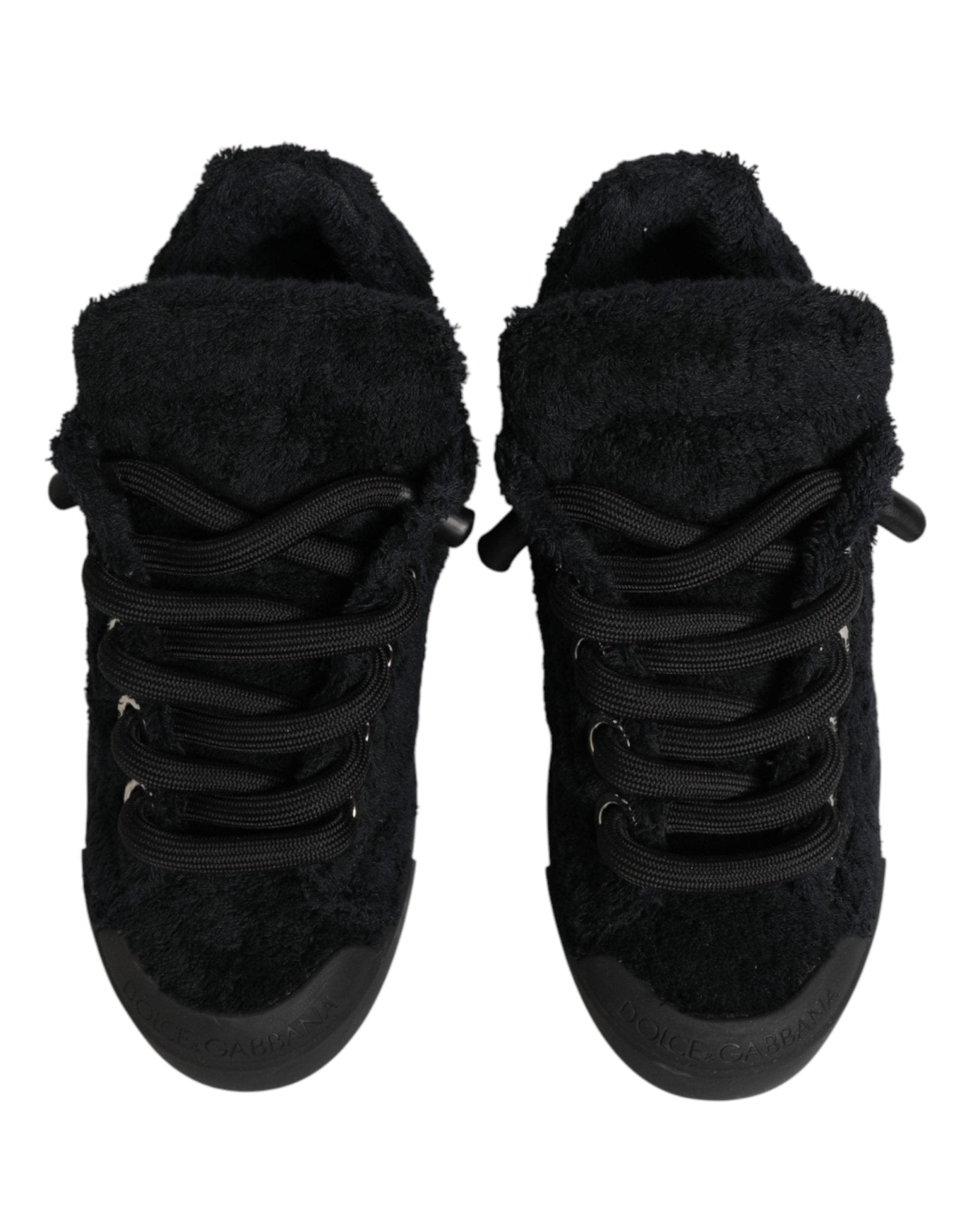 Dolce & Gabbana Black Portofino Lace-Up Sneakers Shoes - RIMODA