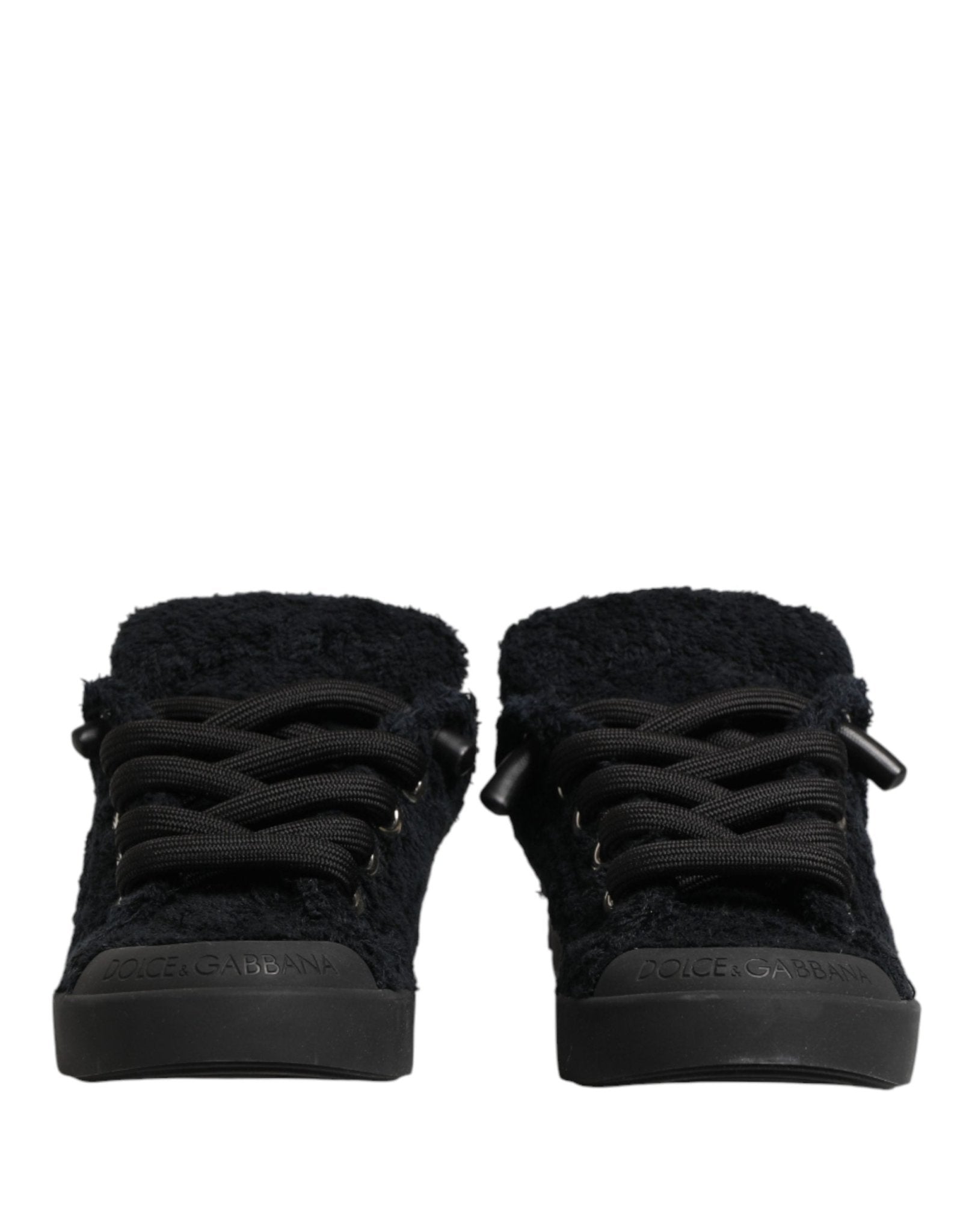 Dolce & Gabbana Black Portofino Lace-Up Sneakers Shoes - RIMODA