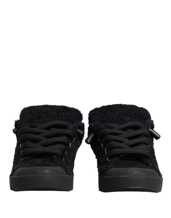 Dolce & Gabbana Black Portofino Lace-Up Sneakers Shoes - RIMODA