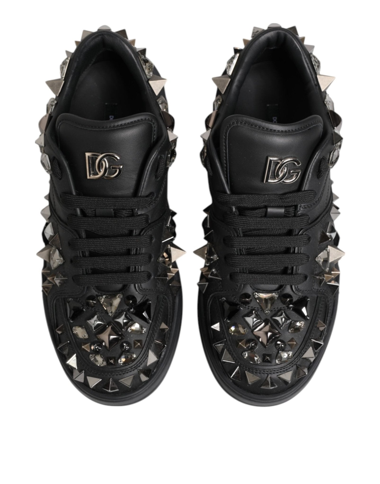 Dolce & Gabbana Black Portofino Studded Men Sneakers Shoes - RIMODA