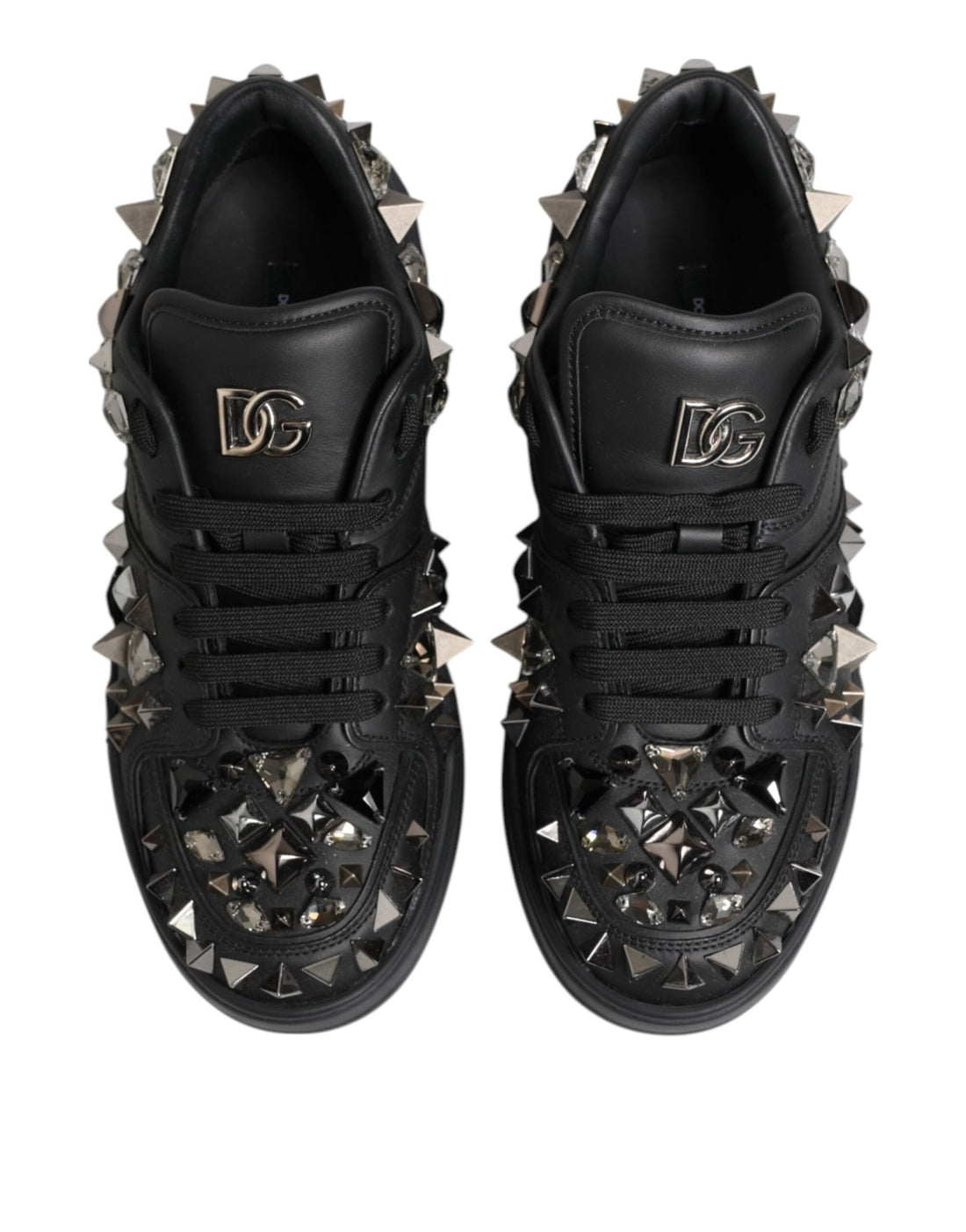 Dolce & Gabbana Black Portofino Studded Men Sneakers Shoes - RIMODA