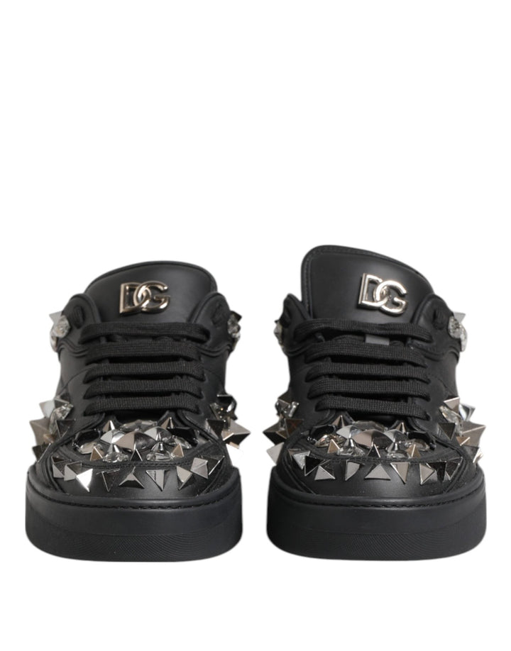 Dolce & Gabbana Black Portofino Studded Men Sneakers Shoes - RIMODA