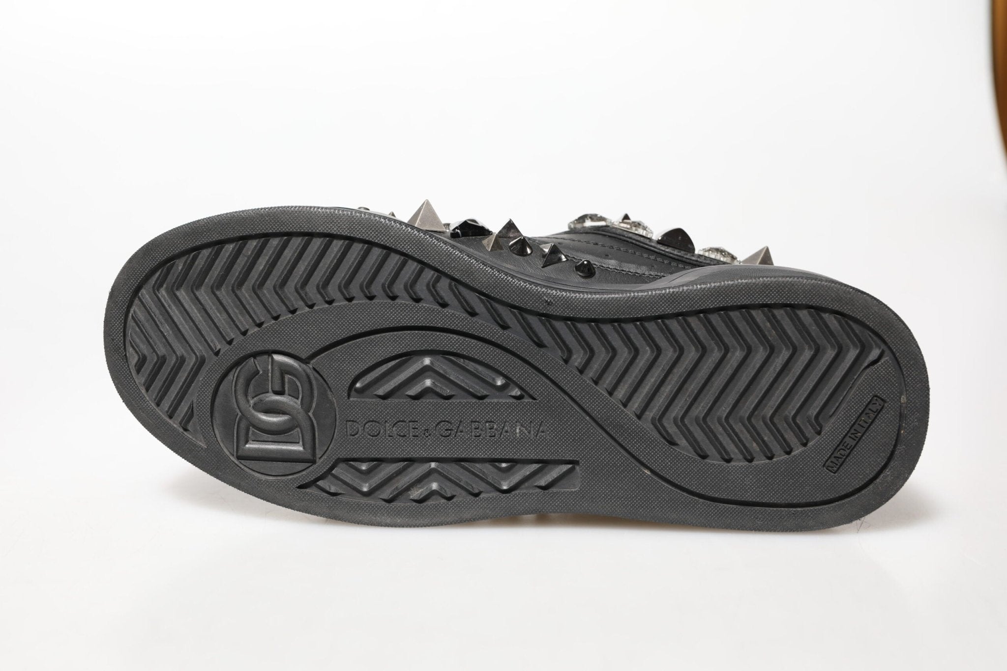 Dolce & Gabbana Black Portofino Studded Men Sneakers Shoes - RIMODA