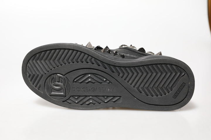 Dolce & Gabbana Black Portofino Studded Men Sneakers Shoes - RIMODA