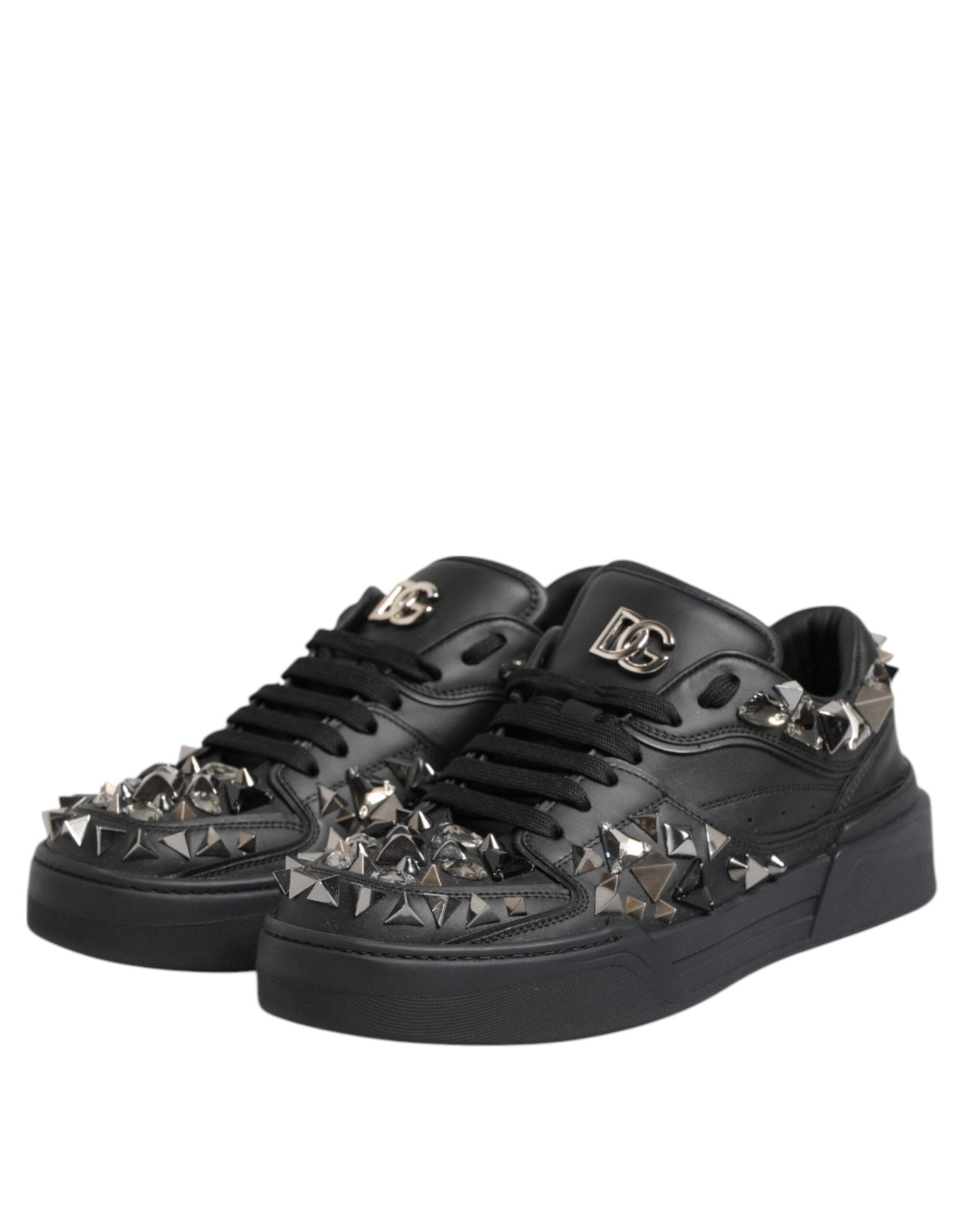 Dolce & Gabbana Black Portofino Studded Men Sneakers Shoes - RIMODA
