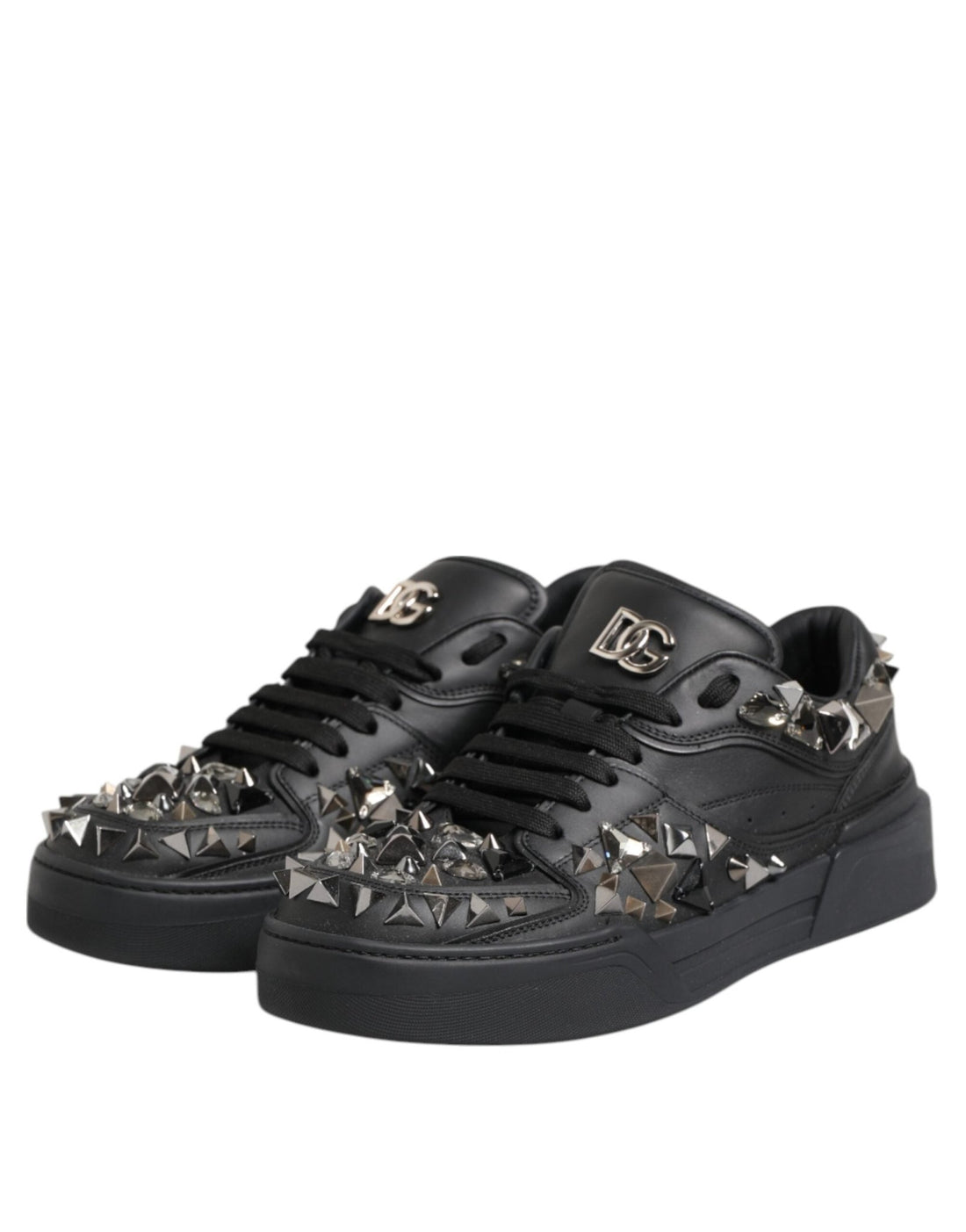 Dolce & Gabbana Black Portofino Studded Men Sneakers Shoes - RIMODA
