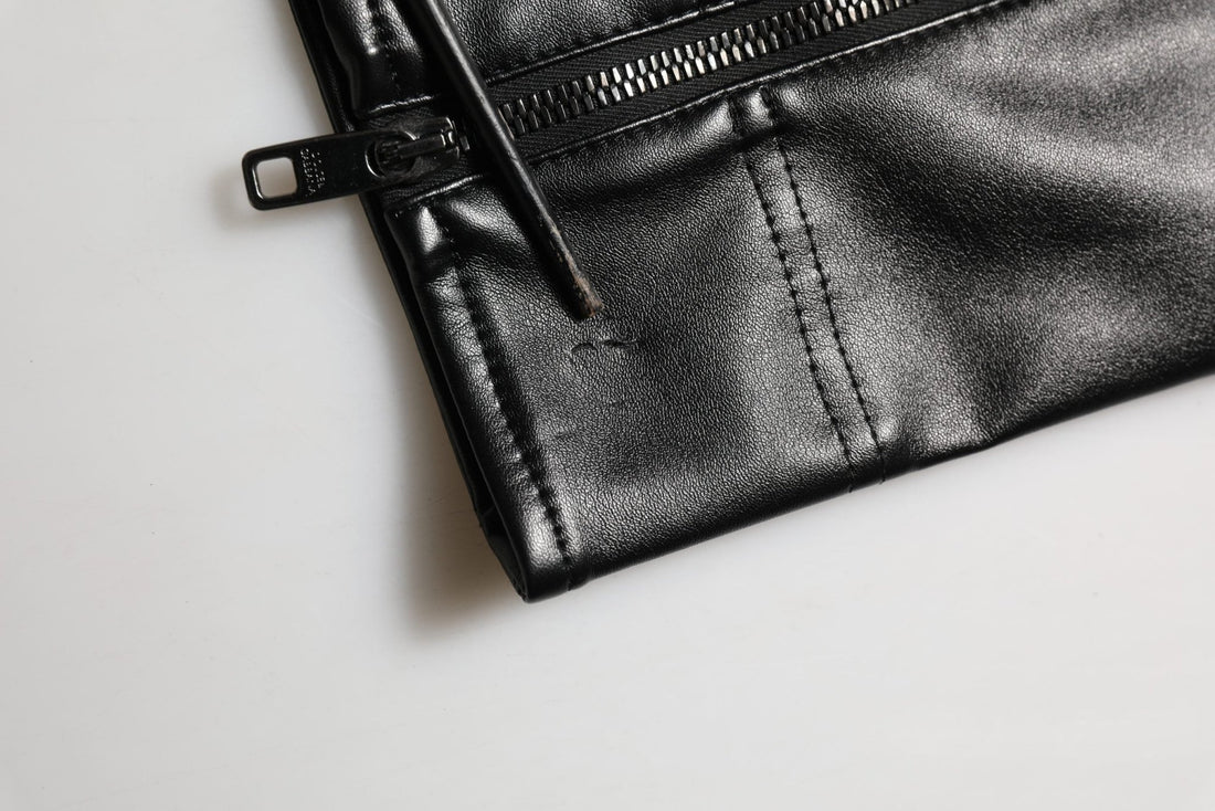 Dolce & Gabbana Black PU Leather Zipper Men Trouser Pants - RIMODA