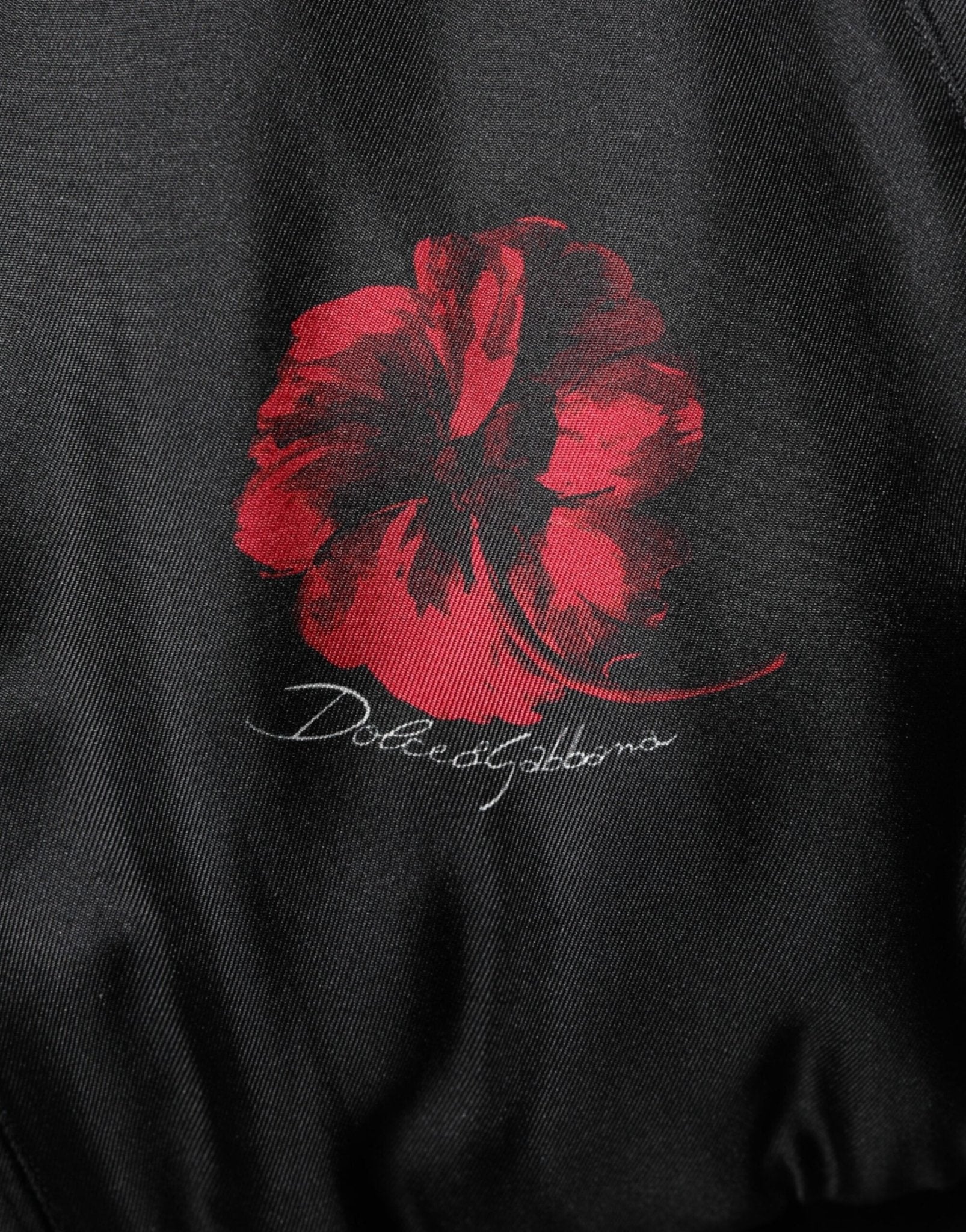Dolce & Gabbana Black Red Floral Silk Bomber Blouson Jacket - RIMODA