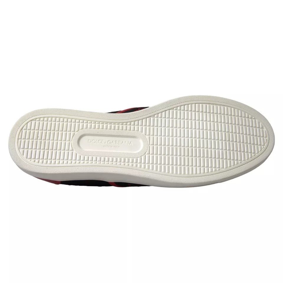 Dolce & Gabbana Black Red Lace Slip On Low Top Sneakers Shoes - RIMODA