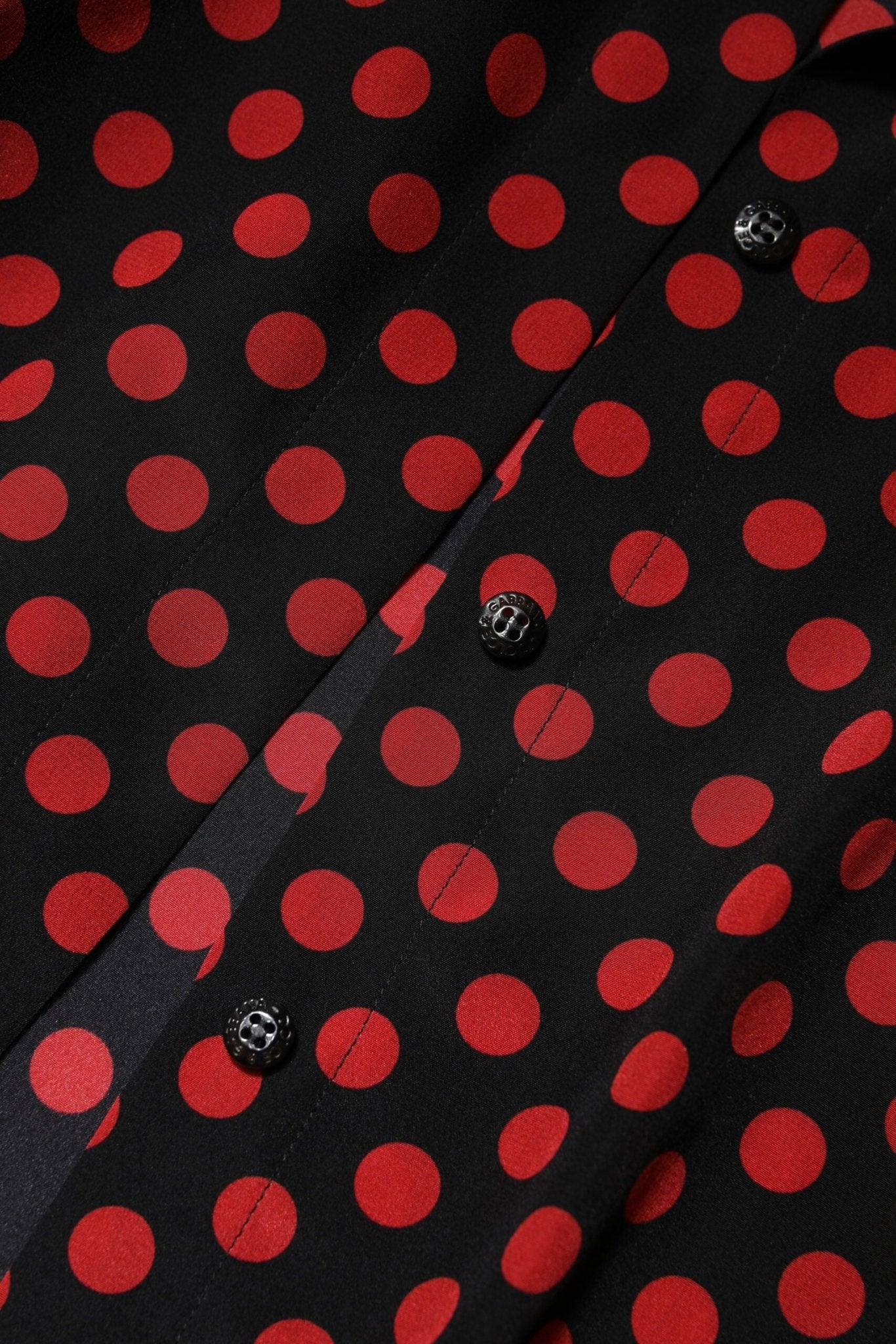 Dolce & Gabbana Black Red Polka Dot Silk Long Sleeves Top - RIMODA
