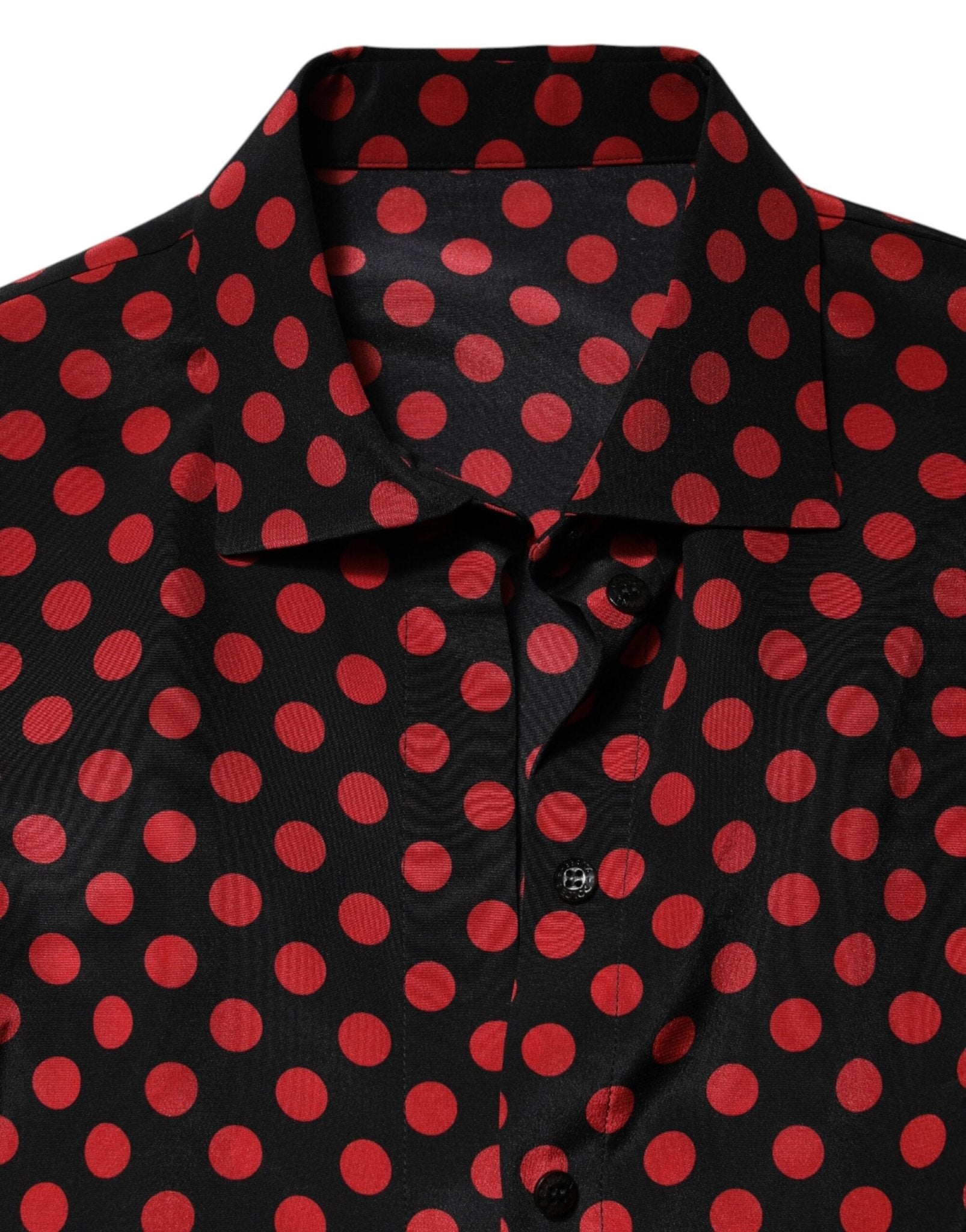 Dolce & Gabbana Black Red Polka Dot Silk Long Sleeves Top - RIMODA