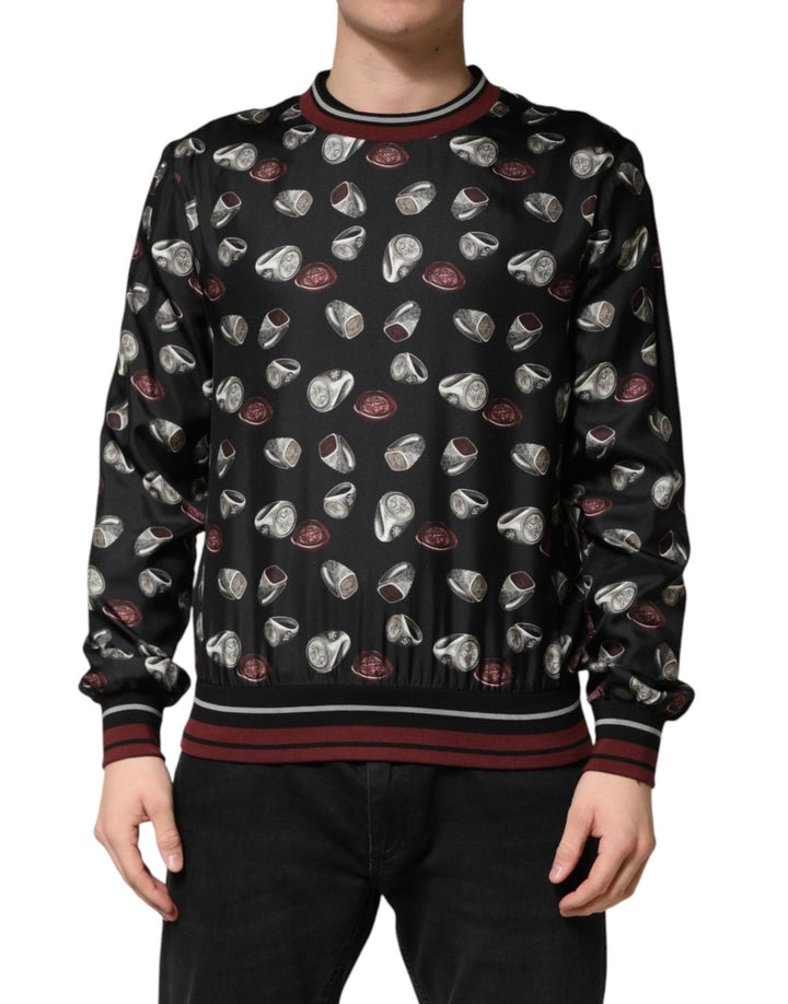 Dolce & Gabbana Black Ring Print CrewNeck Sweatshirt Sweater - RIMODA