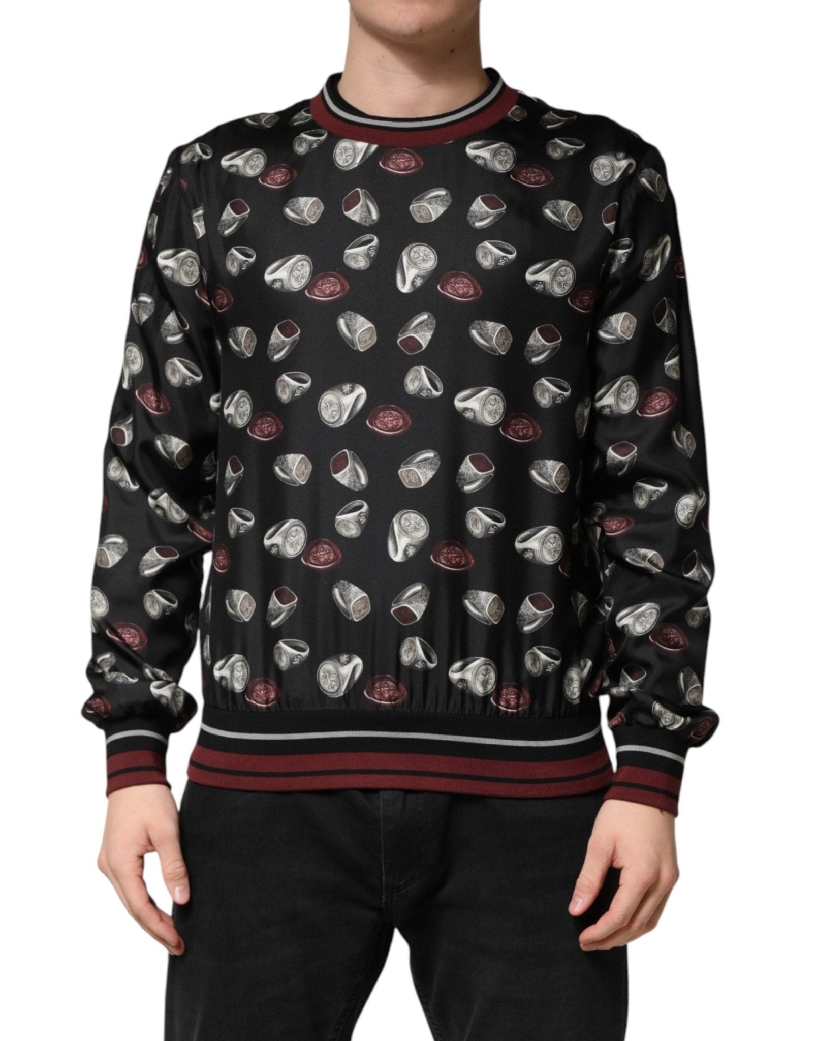 Dolce & Gabbana Black Ring Print CrewNeck Sweatshirt Sweater - RIMODA