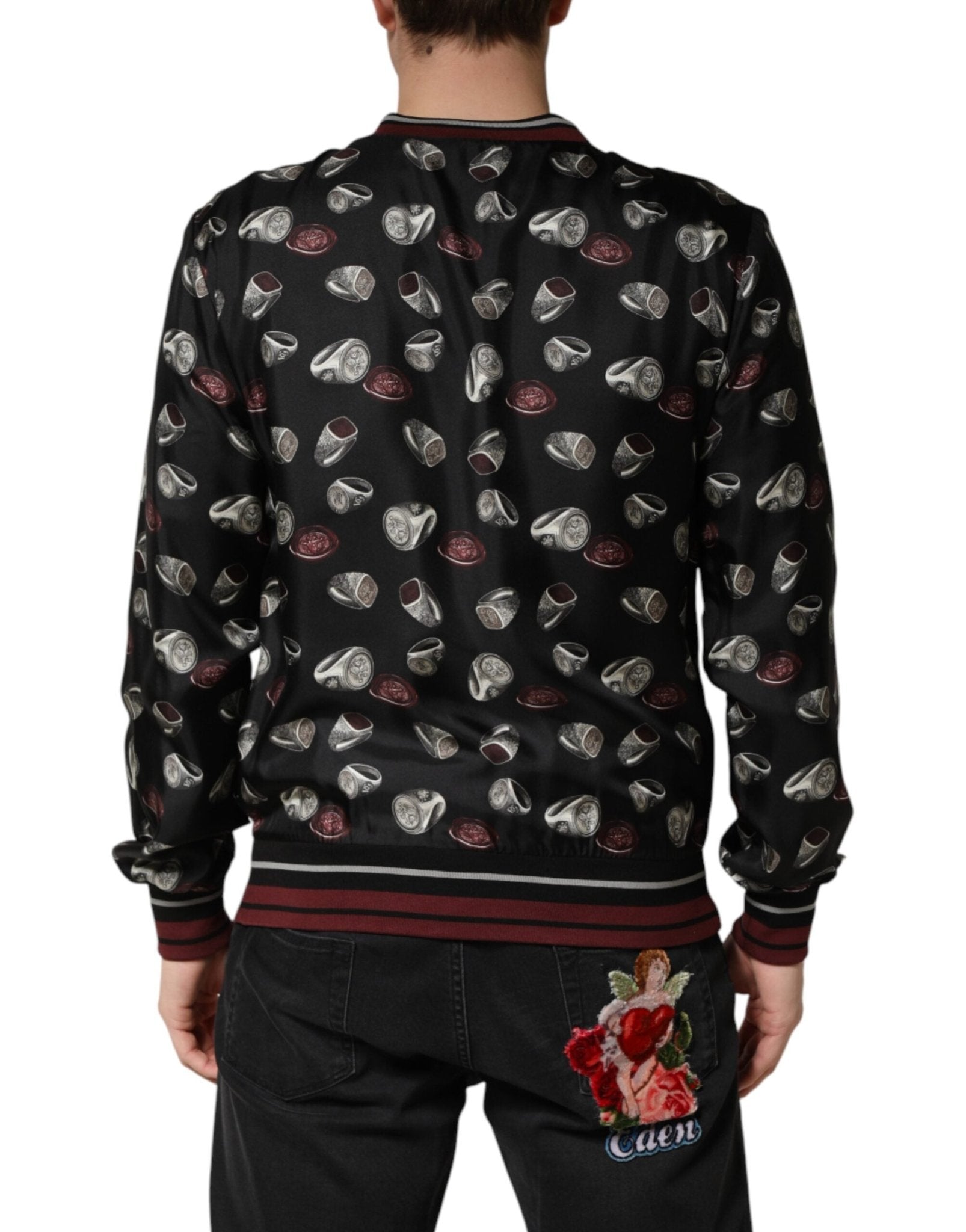 Dolce & Gabbana Black Ring Print CrewNeck Sweatshirt Sweater - RIMODA