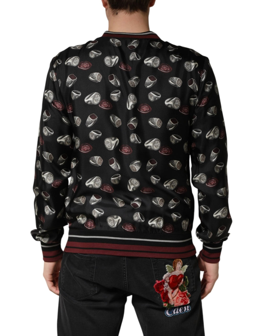 Dolce & Gabbana Black Ring Print CrewNeck Sweatshirt Sweater - RIMODA