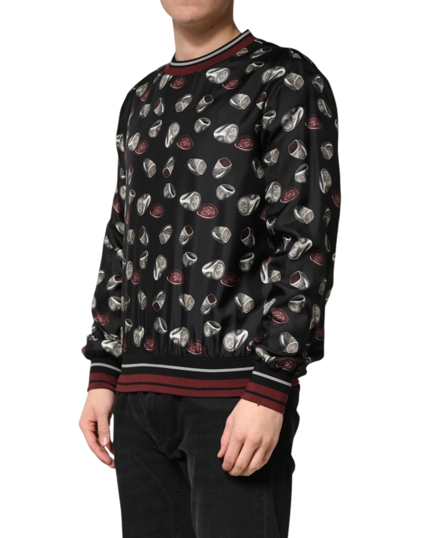 Dolce & Gabbana Black Ring Print CrewNeck Sweatshirt Sweater - RIMODA
