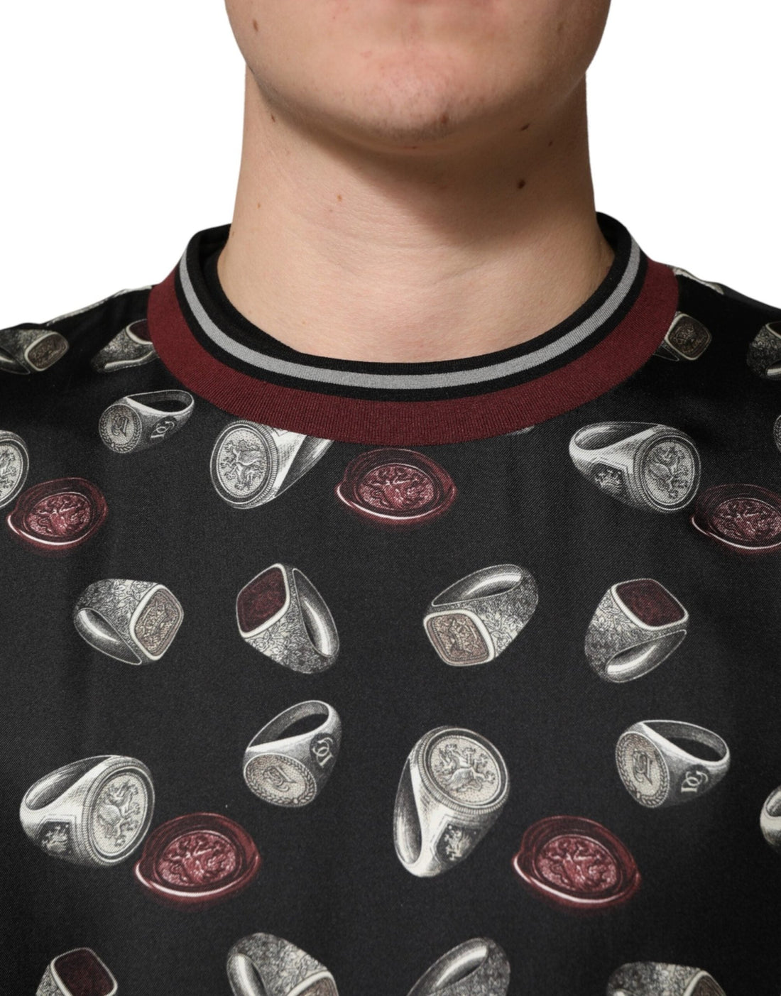 Dolce & Gabbana Black Ring Print CrewNeck Sweatshirt Sweater - RIMODA