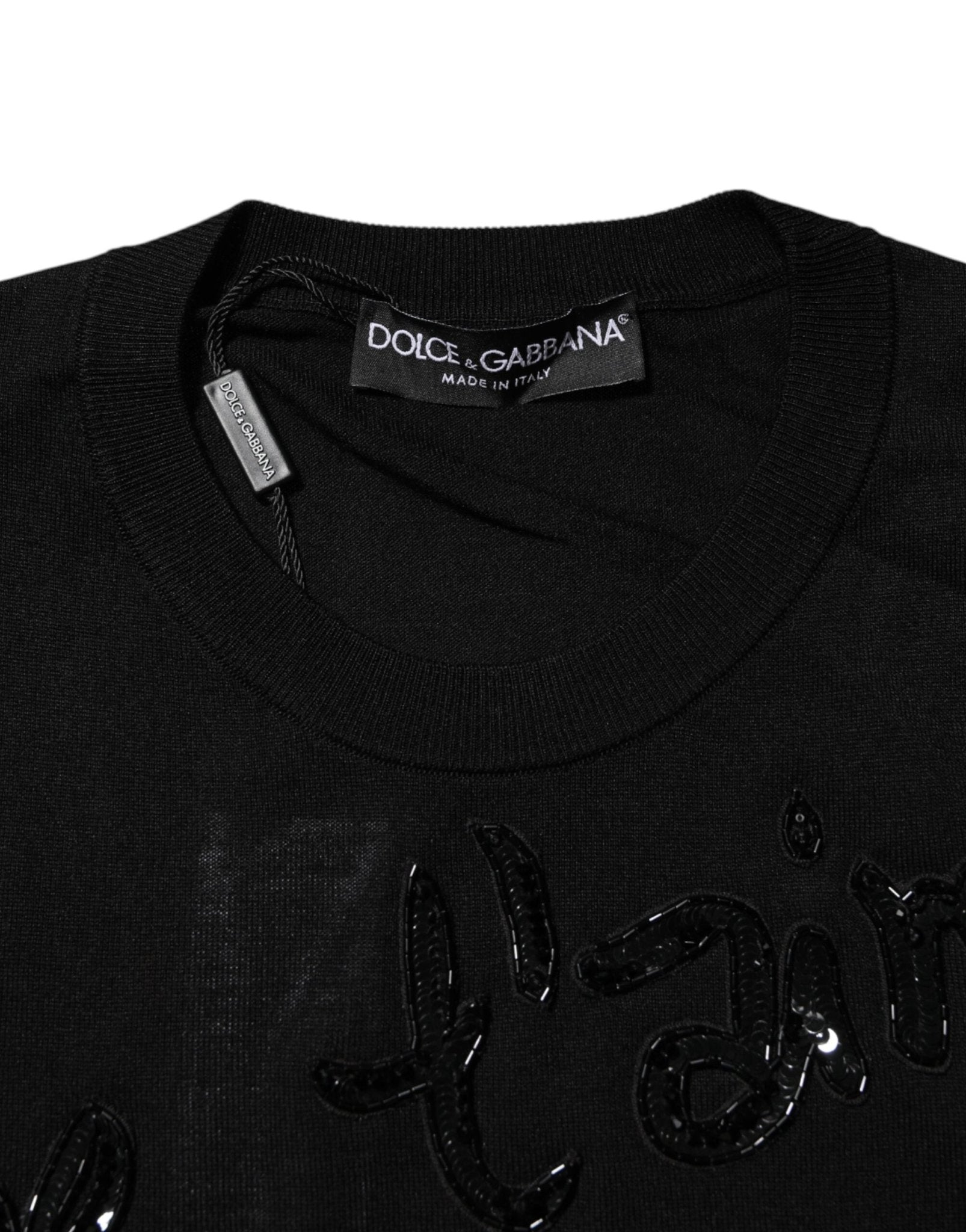 Dolce & Gabbana Black Rose Sequin Embellishments Blouse Top - RIMODA