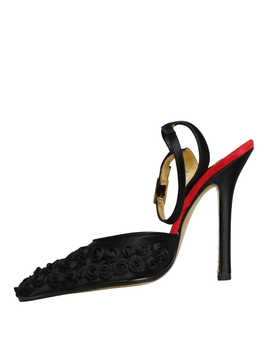 Dolce & Gabbana Black Satin Floral Ankle Strap Sandals Shoes - RIMODA