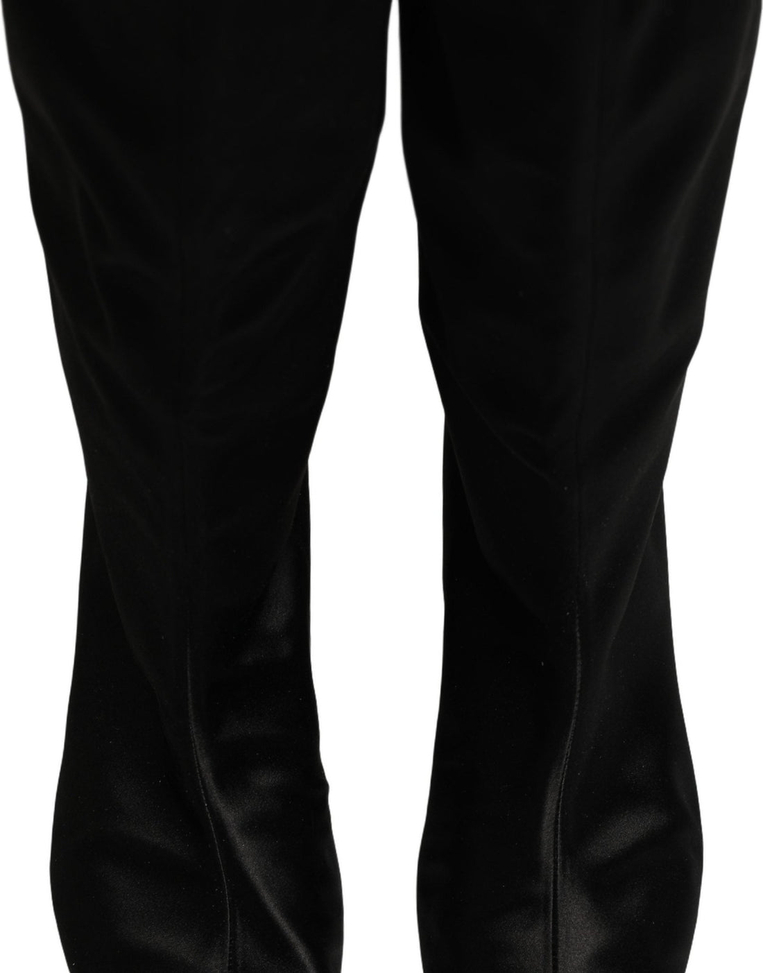 Dolce & Gabbana Black Satin Knee High Kitten Boots Shoes - RIMODA