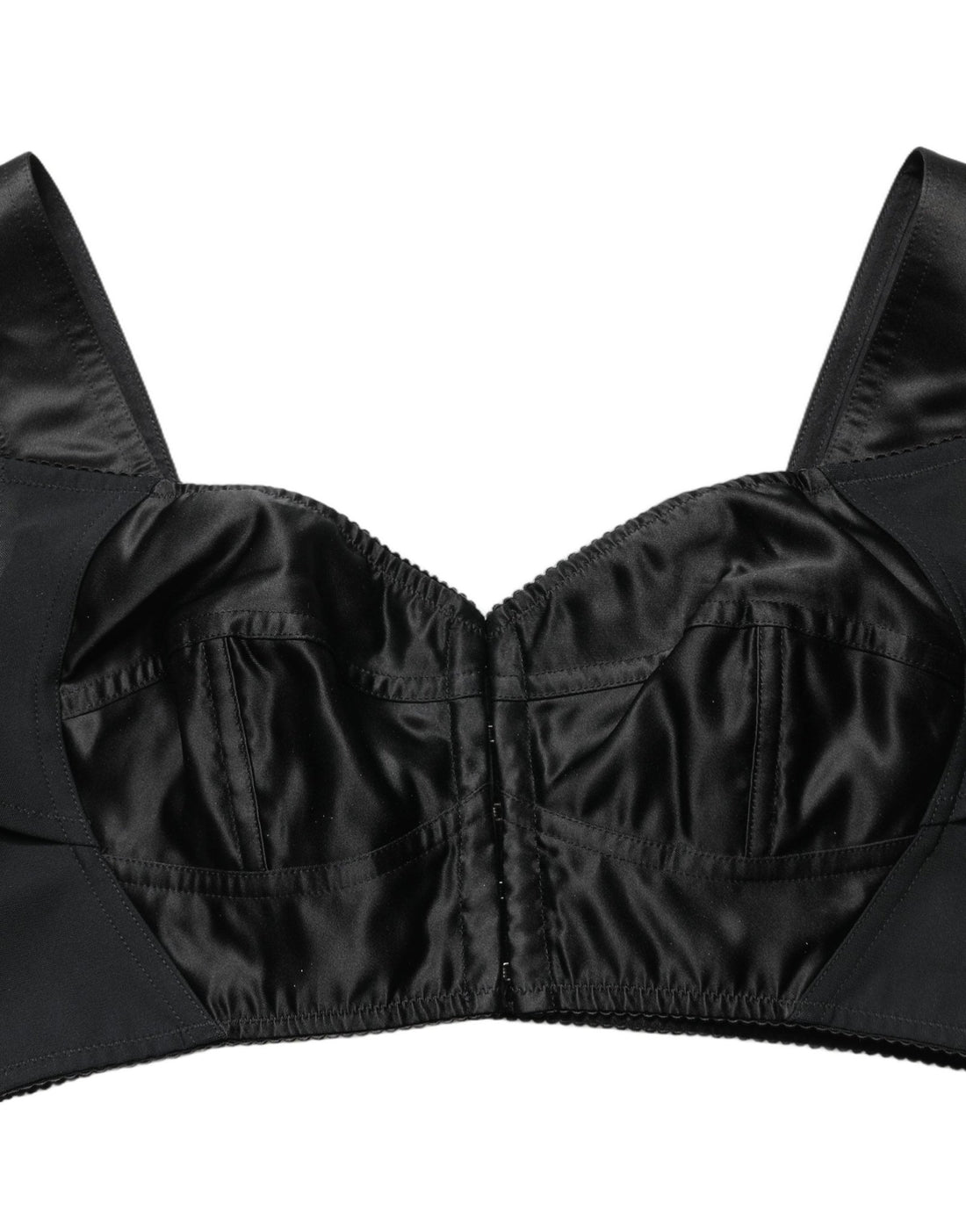 Dolce & Gabbana Black Satin Nylon Corset Sleeveless Cropped Top - RIMODA