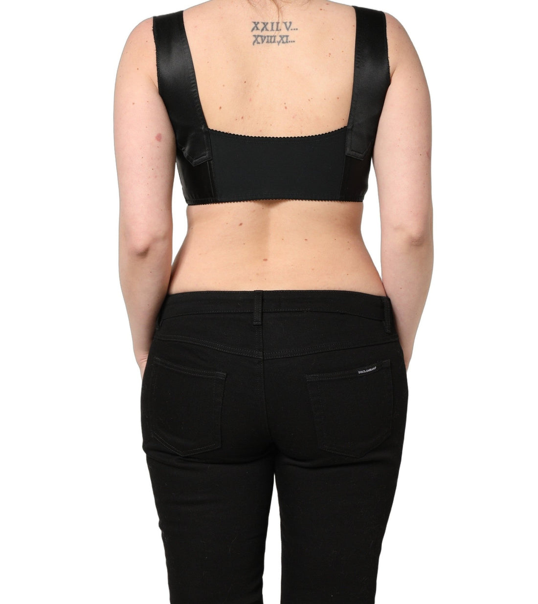 Dolce & Gabbana Black Satin Nylon Corset Sleeveless Cropped Top - RIMODA
