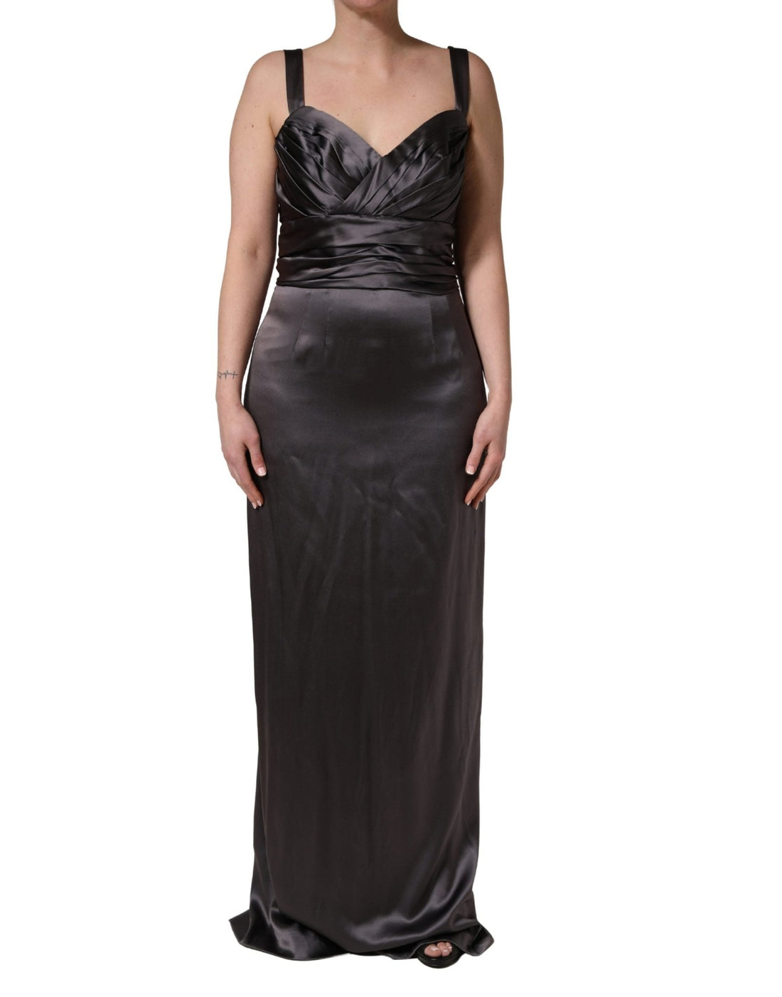 Dolce & Gabbana Black Satin Sleeveless Sweetheart Dress - RIMODA