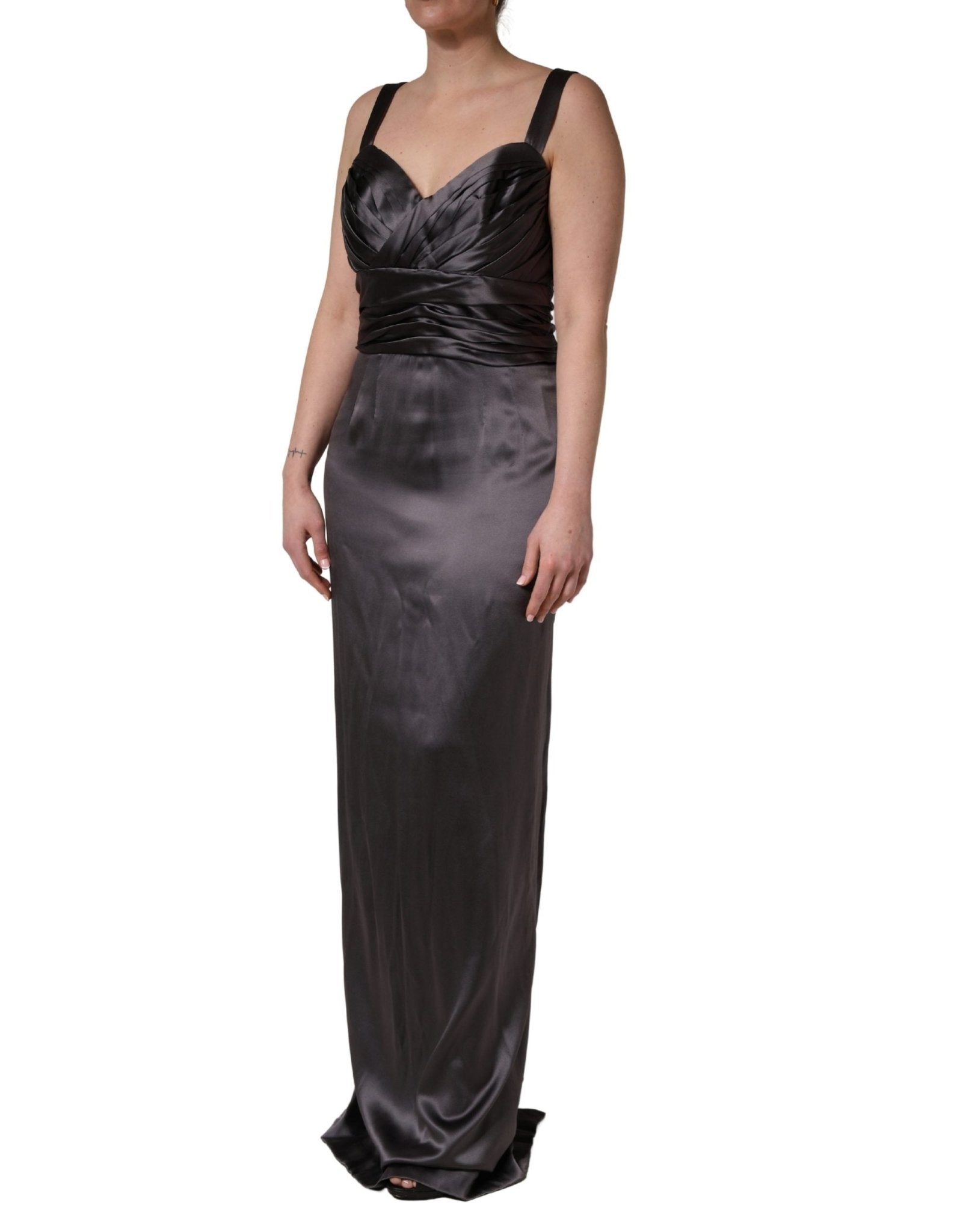 Dolce & Gabbana Black Satin Sleeveless Sweetheart Dress - RIMODA