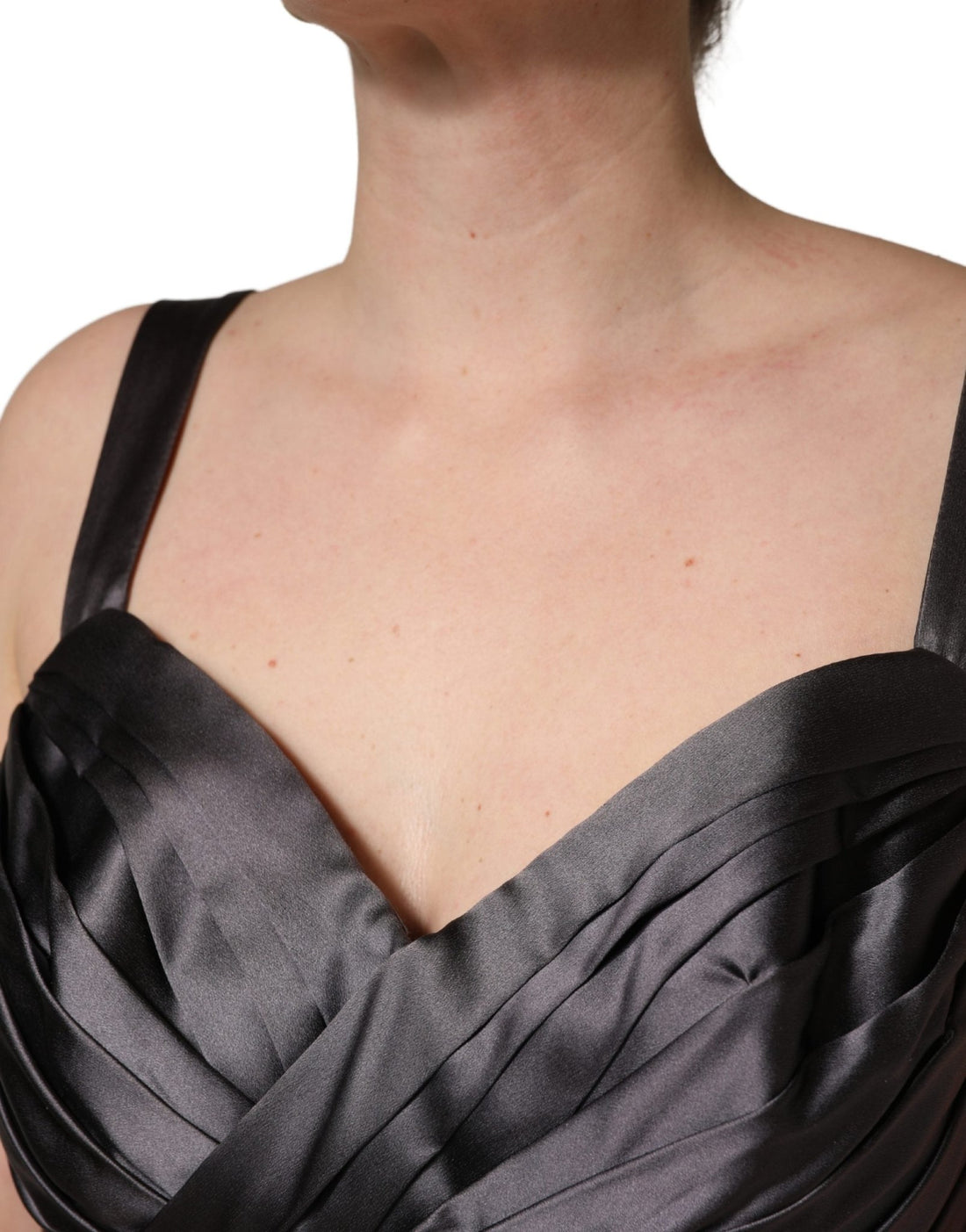 Dolce & Gabbana Black Satin Sleeveless Sweetheart Dress - RIMODA