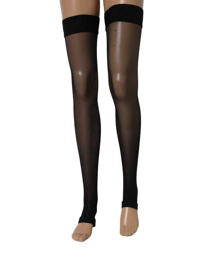 Dolce & Gabbana Black Sheer Nylon Thigh High Stockings Socks - RIMODA
