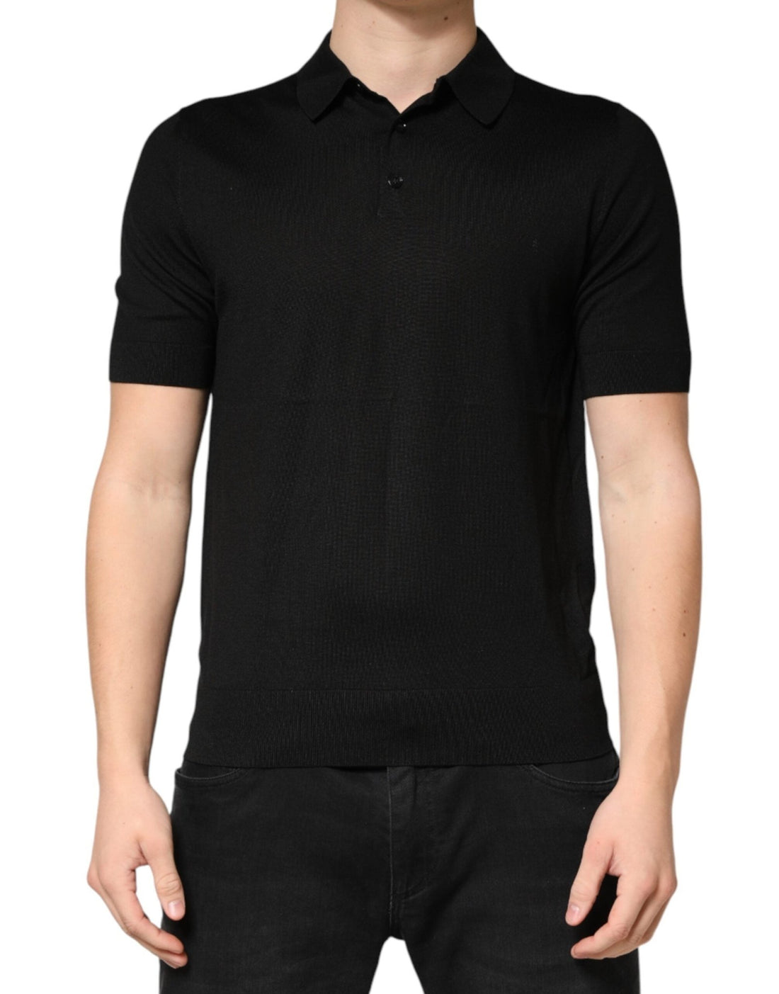 Dolce & Gabbana Black Silk Collared Short Sleeve Polo T-shirt - RIMODA