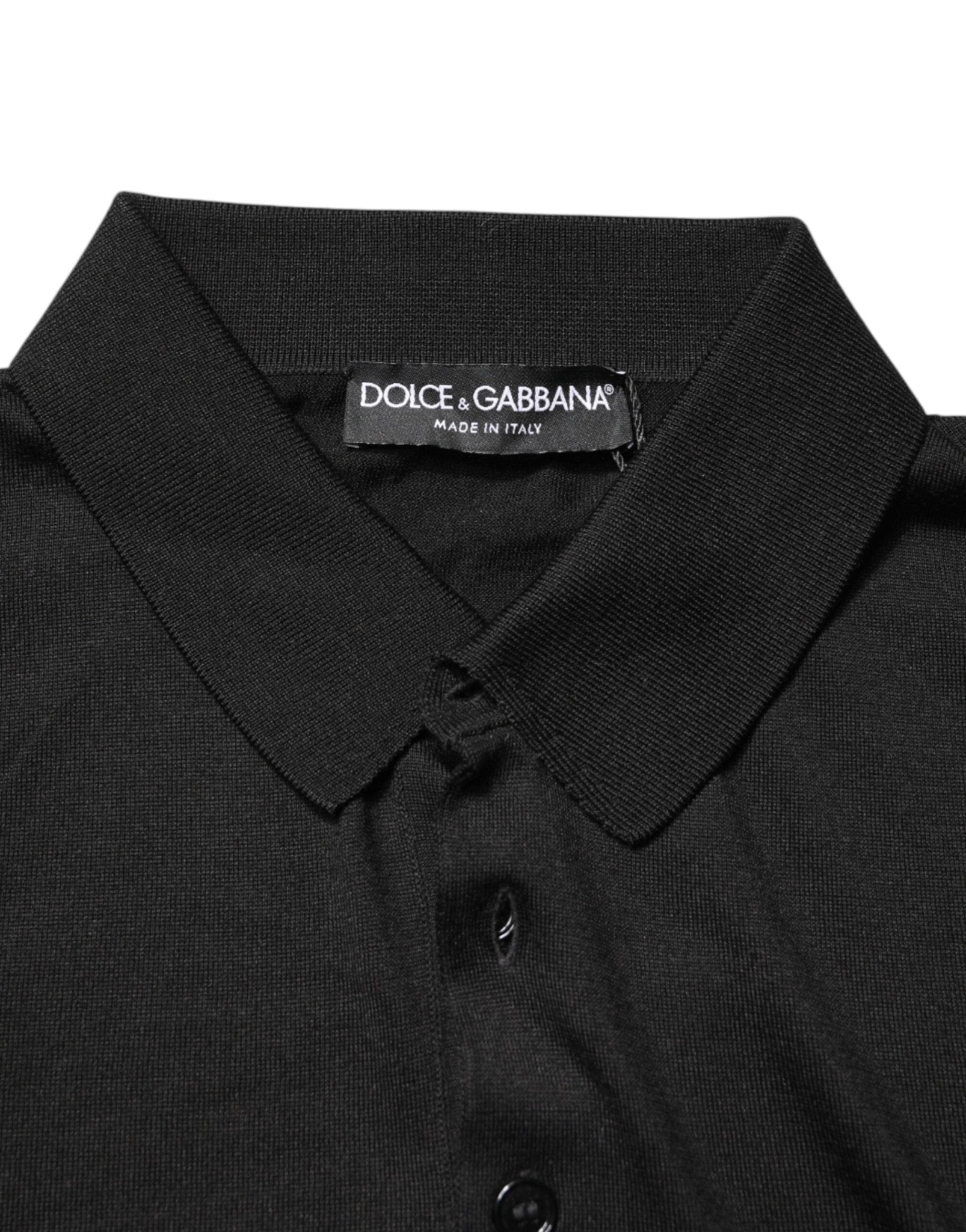 Dolce & Gabbana Black Silk Collared Short Sleeve Polo T-shirt - RIMODA