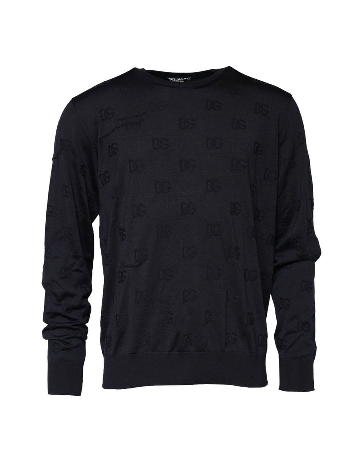 Dolce & Gabbana Black Silk Crew Neck Sweatshirt Sweater - RIMODA